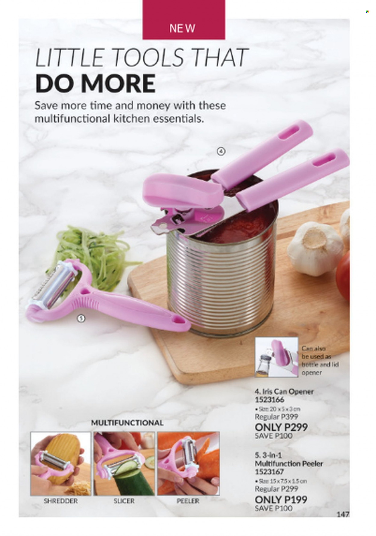 Avon offer  - 1.9.2023 - 30.9.2023 - Sales products - lid, slicer, tin opener, peeler. Page 147.