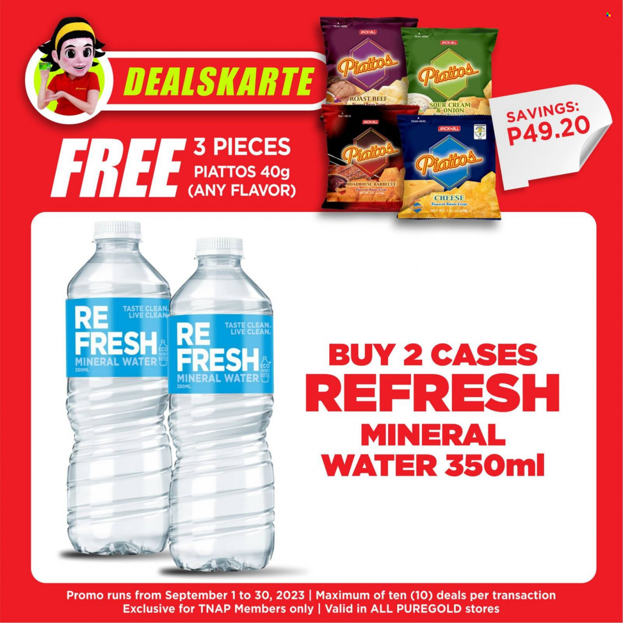 Puregold offer  - 1.9.2023 - 30.9.2023 - Sales products - roast, roast beef, cheese, mineral water, water, cup. Page 6.