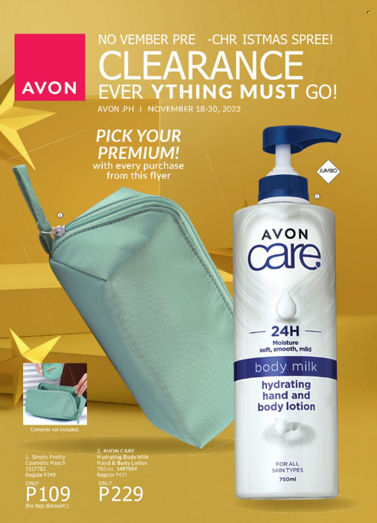 thumbnail - Avon offer  - 18.11.2023 - 30.11.2023 - Sales products - Avon, body lotion, body milk, Go!. Page 1.