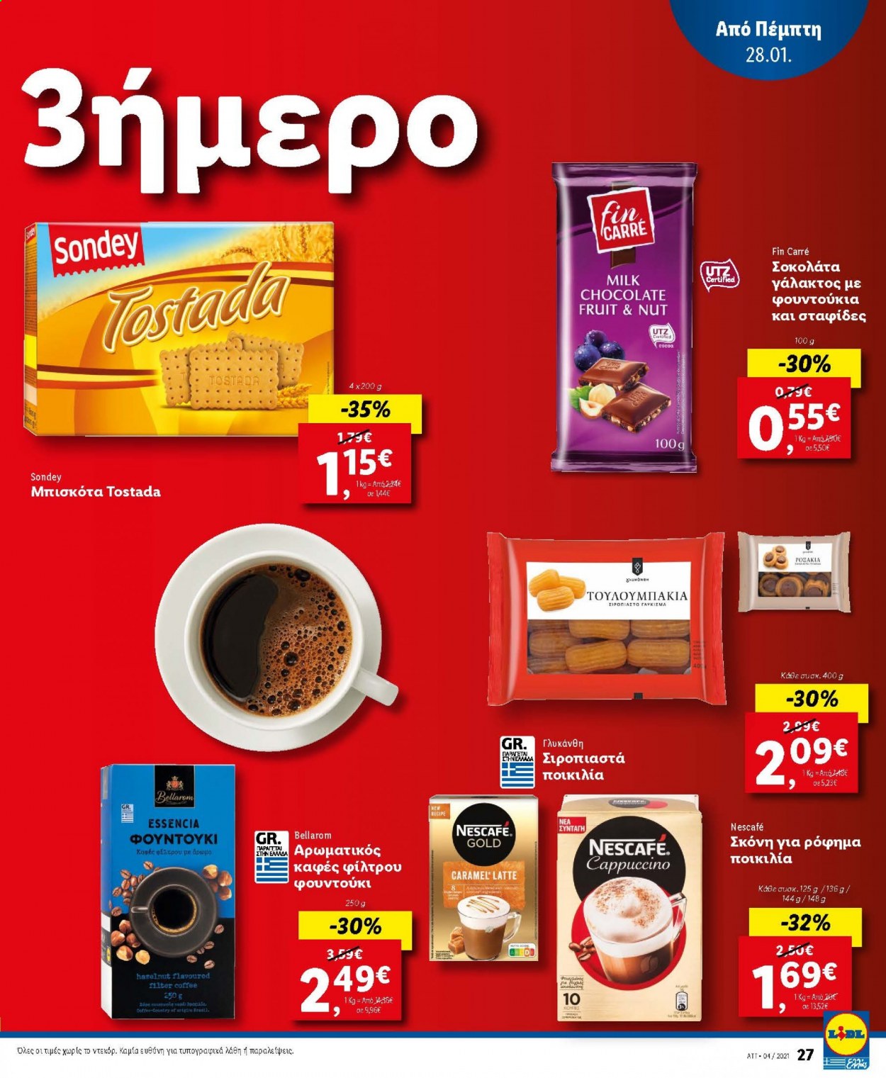 thumbnail - Φυλλάδια Lidl - 25.01.2021 - 30.01.2021 - Εκπτωτικά προϊόντα - μπισκότα, σοκολάτα, φουντουκιού, καφές, Nescafé. Σελίδα 27.