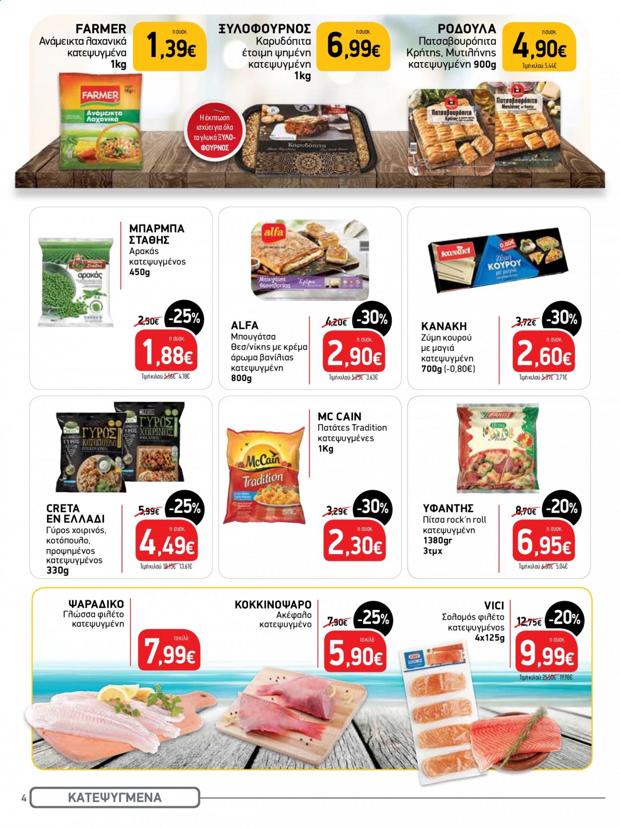 thumbnail - Φυλλάδια Bazaar - 05.02.2021 - 18.02.2021 - Εκπτωτικά προϊόντα - ζύμη, αρακάς, πατάτες, κοτόπουλο, κοκκινόψαρο, σολομός, πίτσα. Σελίδα 4.