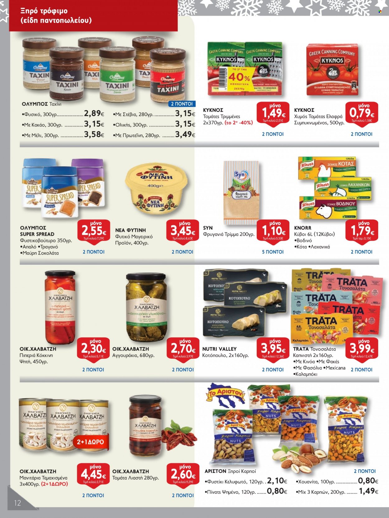 thumbnail - Φυλλάδια Ελληνικά Μάρκετ - 14.12.2022 - 11.01.2023 - Εκπτωτικά προϊόντα - αγγουρακια, κότα, κοτόπουλο, φακές, φυστικοβούτυρο. Σελίδα 12.