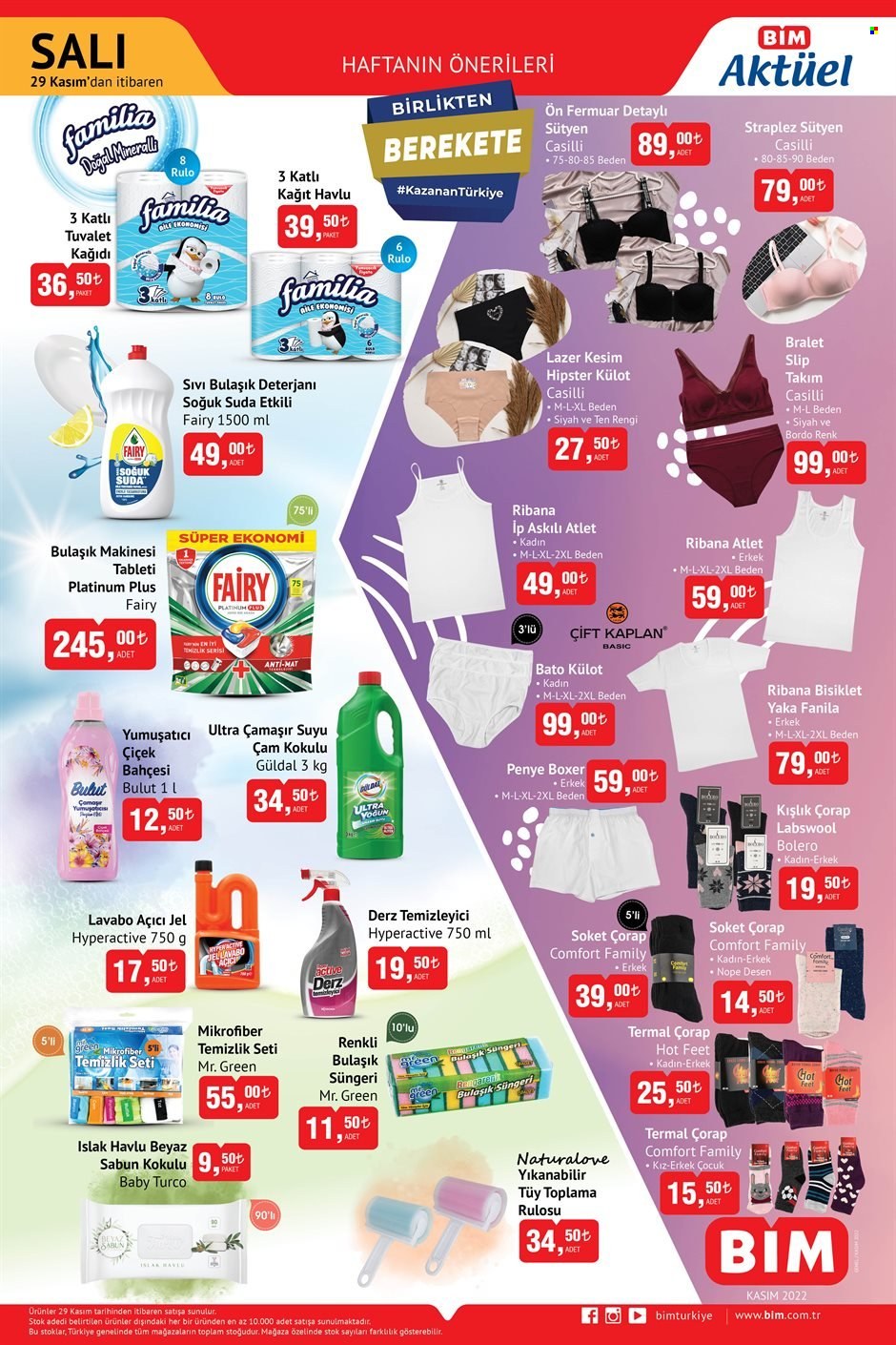 thumbnail - BİM aktüel ürünler, broşür  - 11.29.2022 - 12.11.2022 - Satıştaki ürünler - islak havlu, sabun, temizleyici. Sayfa 1.