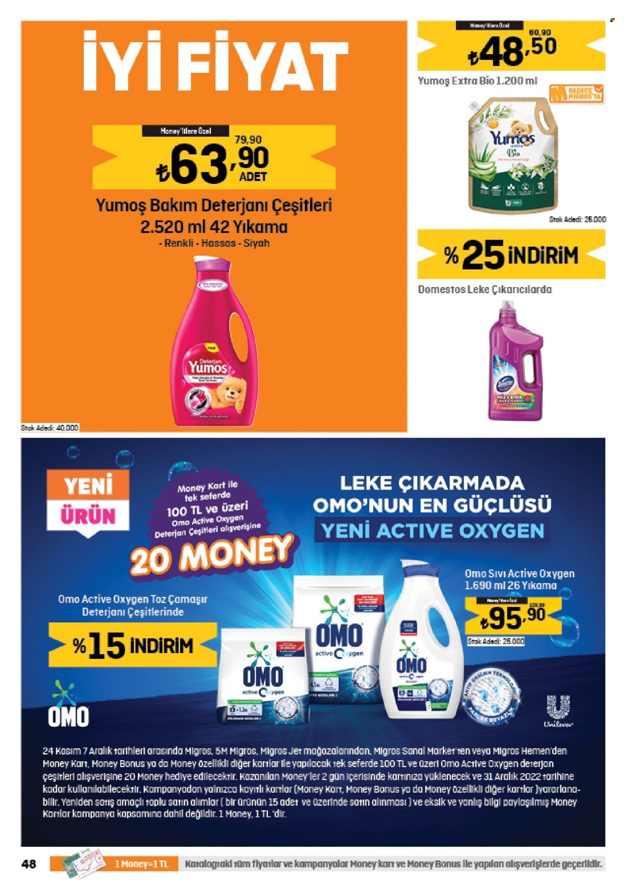 thumbnail - Migros aktüel ürünler, broşür  - 11.24.2022 - 12.7.2022 - Satıştaki ürünler - çamaşır deterjanı. Sayfa 48.
