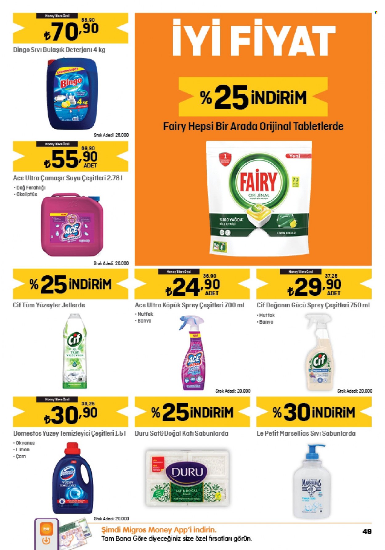 thumbnail - Migros aktüel ürünler, broşür  - 11.24.2022 - 12.7.2022 - Satıştaki ürünler - limon, temizleyici. Sayfa 49.