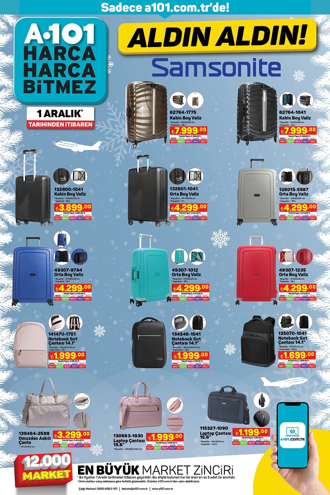 thumbnail - A101 aktüel ürünler, broşür  - 12.1.2022 - 12.10.2022 - Satıştaki ürünler - Guess, Samsonite, sırt çantası, çanta, takı. Sayfa 15.