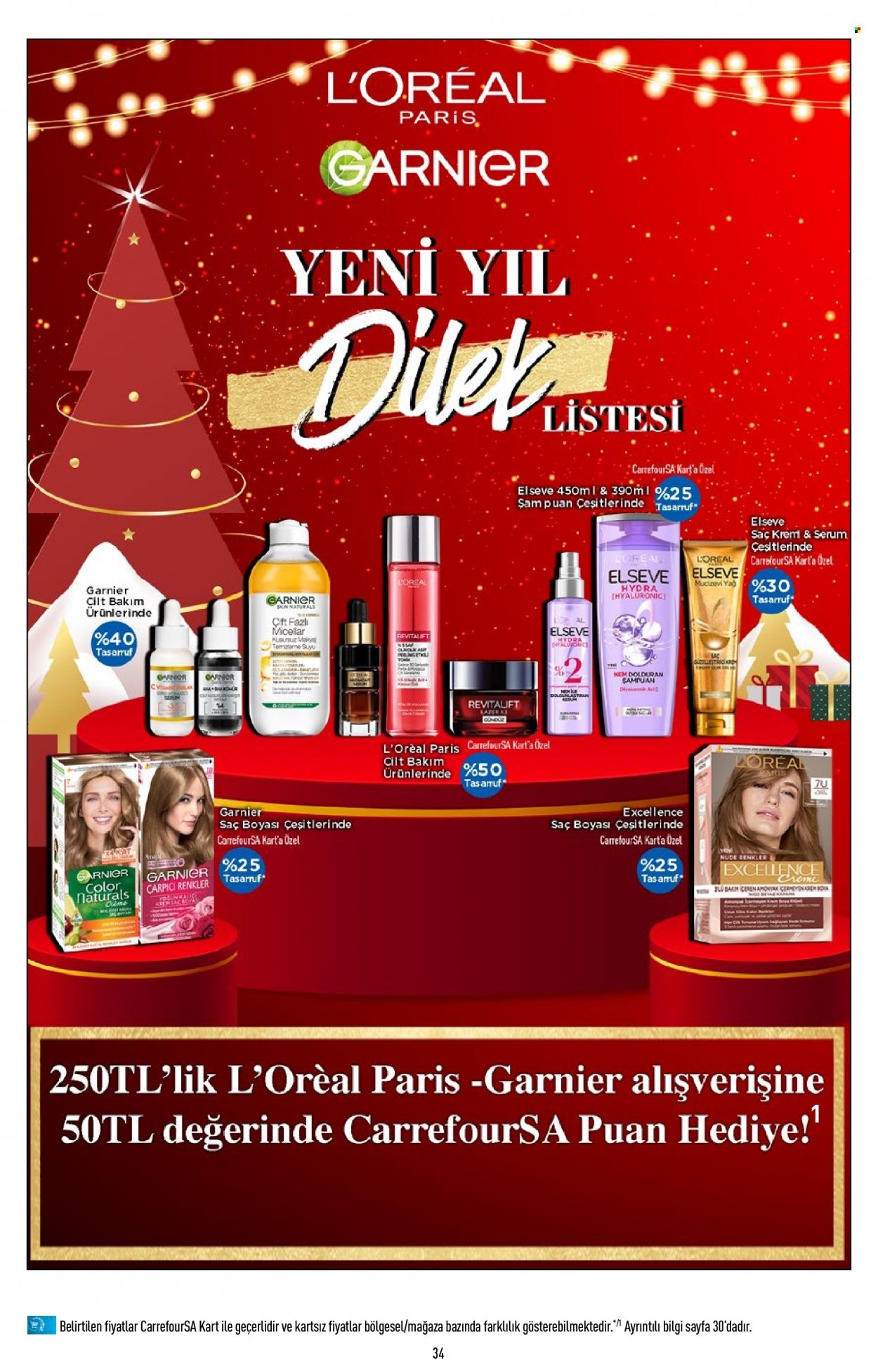 thumbnail - Carrefour aktüel ürünler, broşür  - 12.1.2022 - 12.14.2022 - Satıştaki ürünler - şampuan, serum, L’Oréal, Garnier, saç boyası. Sayfa 34.