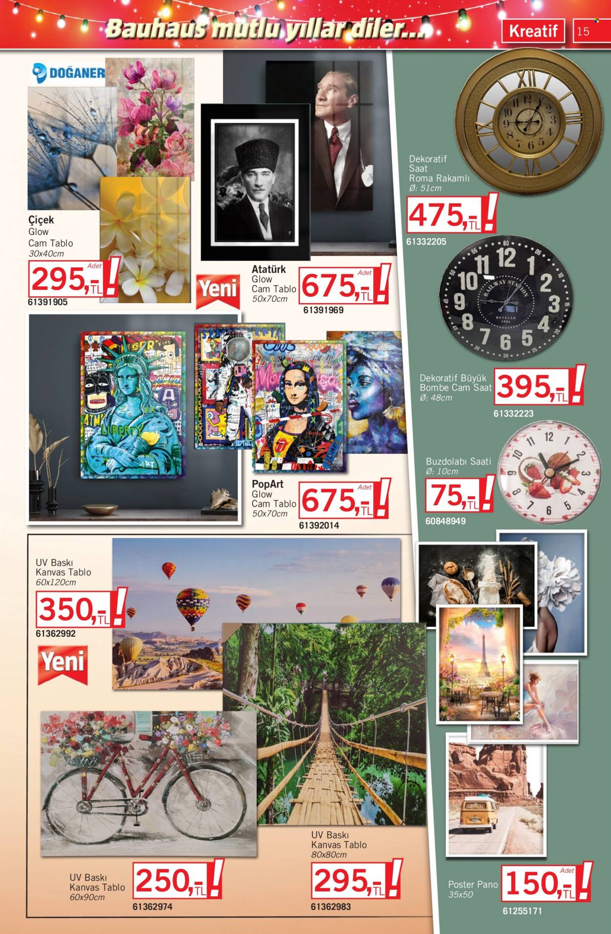 thumbnail - Bauhaus aktüel ürünler, broşür  - 12.3.2022 - 1.6.2023 - Satıştaki ürünler - saat, çiçek. Sayfa 15.