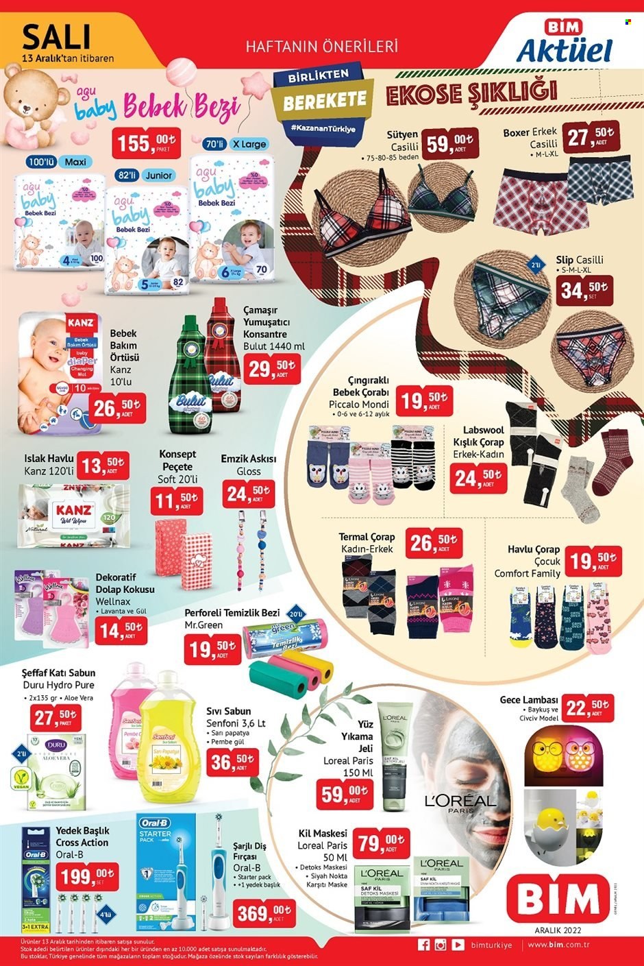 thumbnail - BİM aktüel ürünler, broşür  - 12.13.2022 - 12.26.2022 - Satıştaki ürünler - bebek bezi, islak havlu, sabun, sıvı sabunu, Oral-B, diş fırçası, L’Oréal, fırça, Papatya, oyuncak, maske. Sayfa 2.