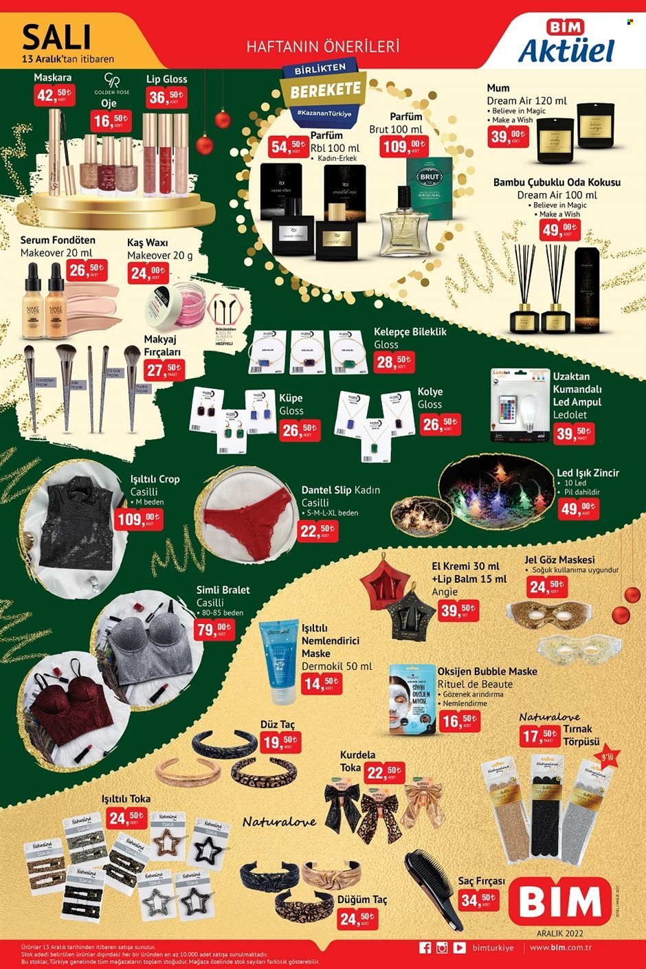 thumbnail - BİM aktüel ürünler, broşür  - 12.13.2022 - 12.26.2022 - Satıştaki ürünler - serum, nemlendirici, kremi, saç fırçası, parfüm, Brut. Sayfa 3.