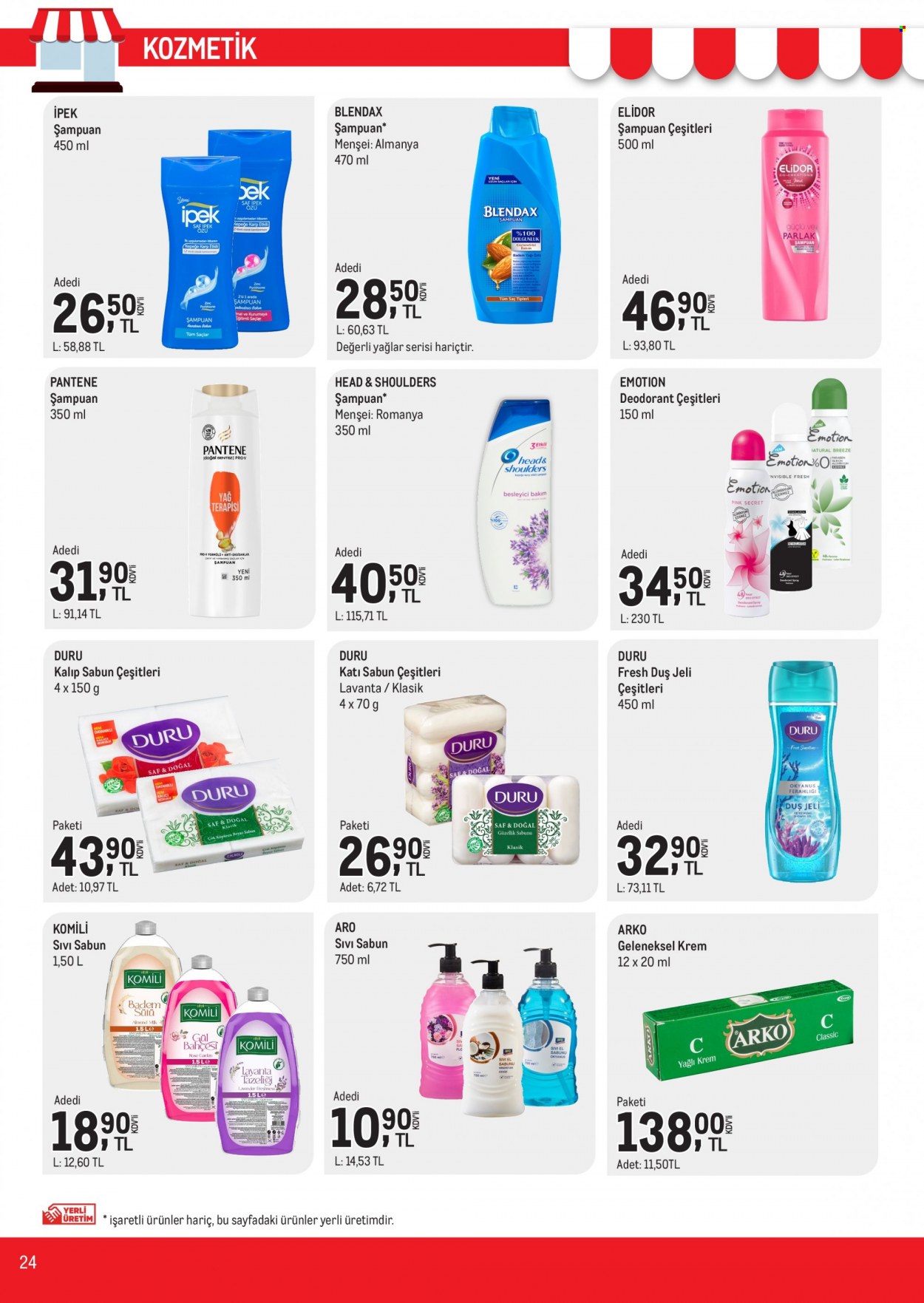 thumbnail - Metro aktüel ürünler, broşür  - 2.1.2023 - 2.14.2023 - Satıştaki ürünler - sabun, şampuan, sıvı sabunu, Head & Shoulders, duş jeli, Pantene, Secret, deodorant. Sayfa 24.