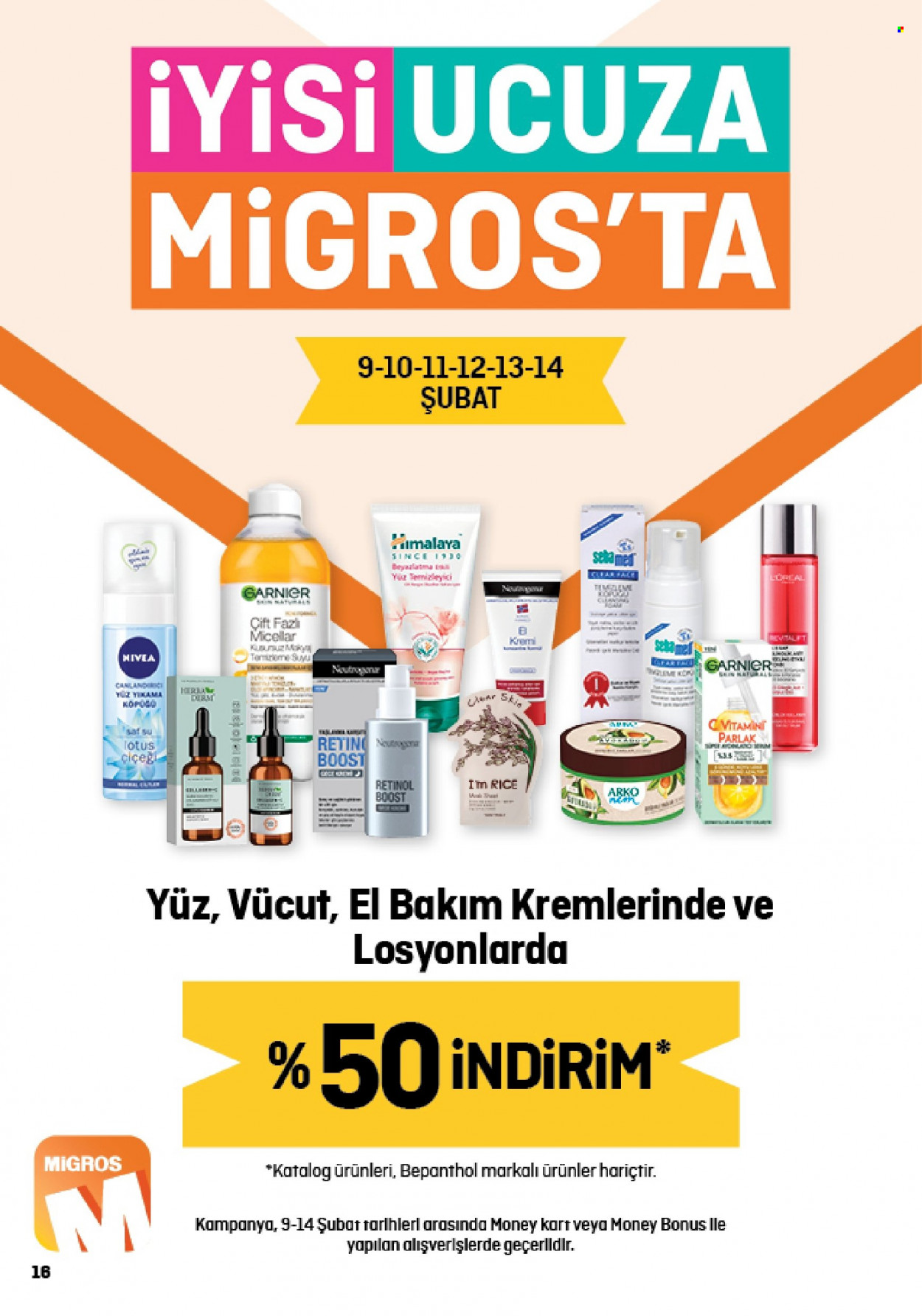 thumbnail - Migros aktüel ürünler, broşür  - 2.2.2023 - 2.15.2023 - Satıştaki ürünler - Neutrogena, kremi, Garnier. Sayfa 16.
