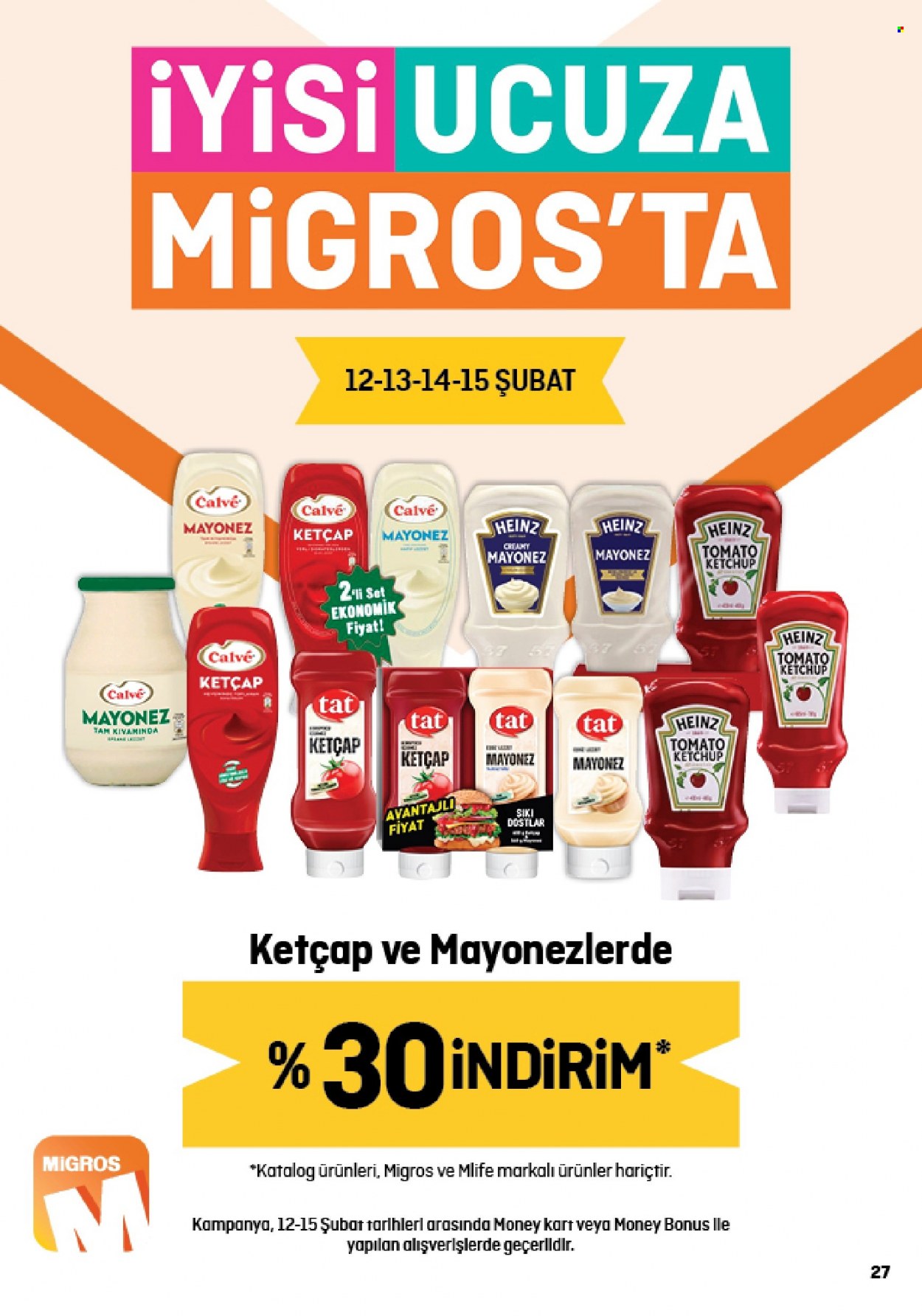 thumbnail - Migros aktüel ürünler, broşür  - 2.2.2023 - 2.15.2023 - Satıştaki ürünler - Calve, mayonez, ketçap. Sayfa 27.