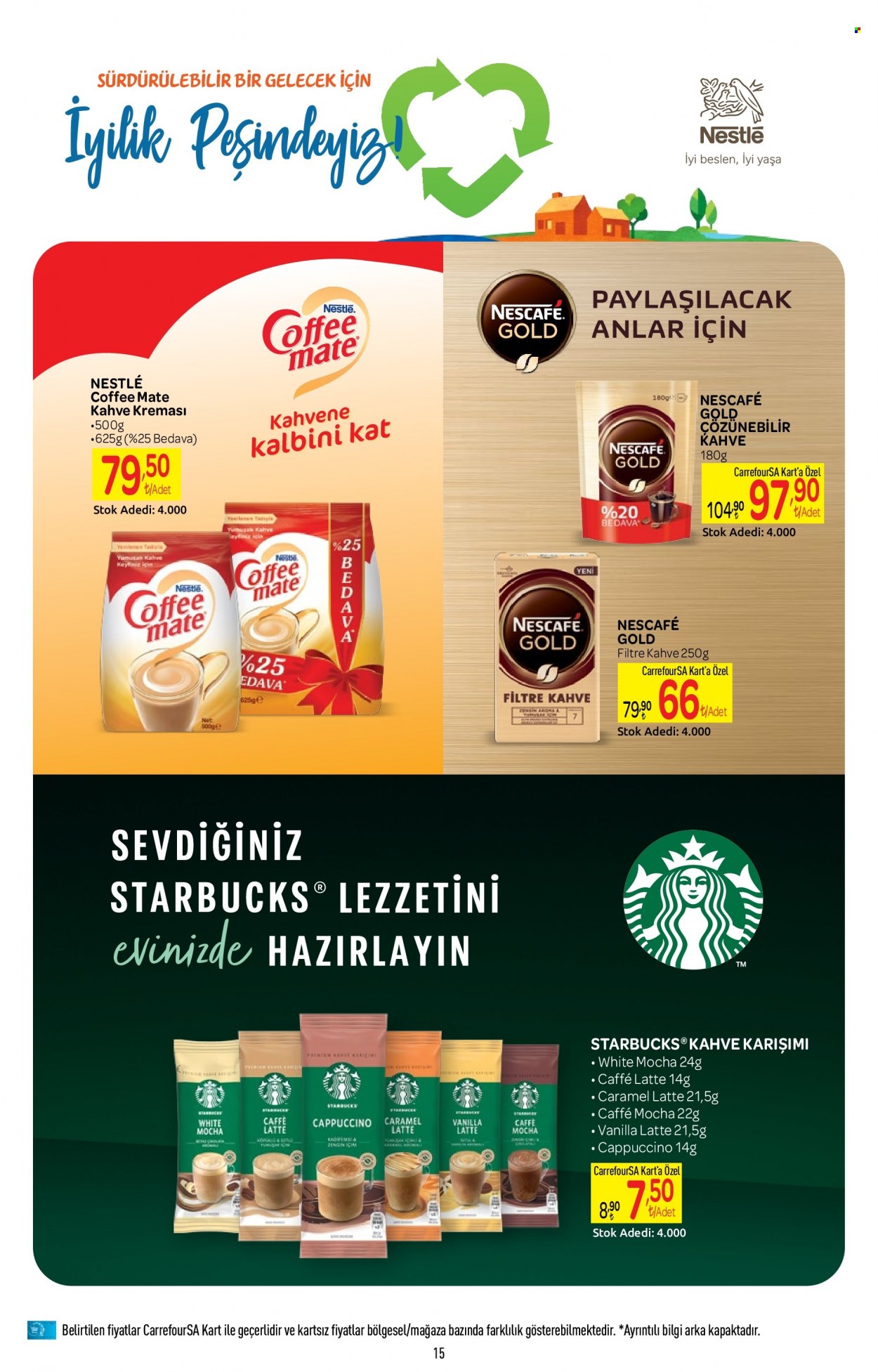 thumbnail - Carrefour aktüel ürünler, broşür  - 2.2.2023 - 2.15.2023 - Satıştaki ürünler - Nestlé, Starbucks, cappuccino, kahve. Sayfa 15.