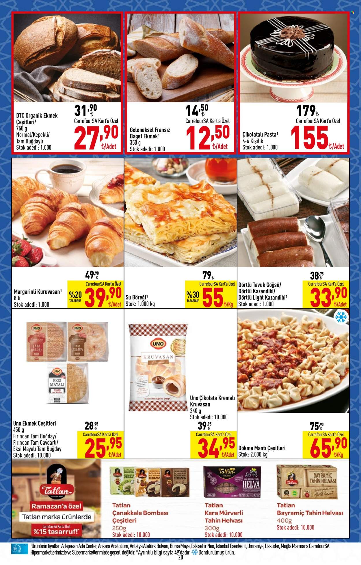 thumbnail - Carrefour aktüel ürünler, broşür  - 3.13.2023 - 3.29.2023 - Satıştaki ürünler - baget, baget ekmek, piliç, helva, tahin. Sayfa 20.