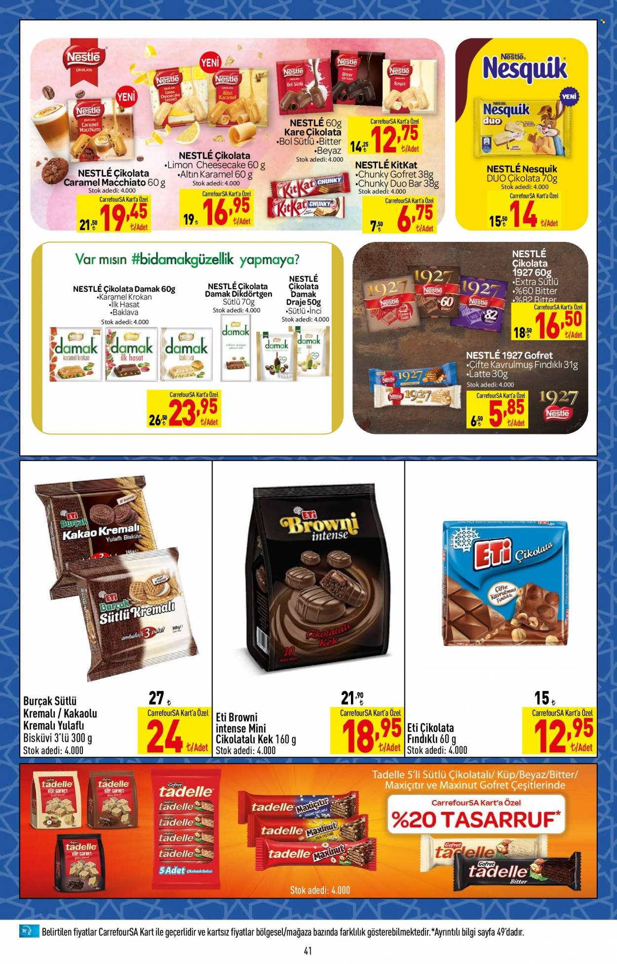 thumbnail - Carrefour aktüel ürünler, broşür  - 3.13.2023 - 3.29.2023 - Satıştaki ürünler - çikolata, Nesquik, Nestlé, bisküvi, kakao. Sayfa 41.