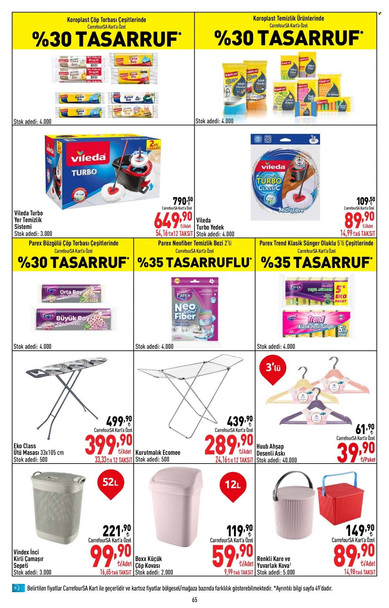 thumbnail - Carrefour aktüel ürünler, broşür  - 3.13.2023 - 3.29.2023 - Satıştaki ürünler - ütü masası, çöp kovası, yuvarlak, inci. Sayfa 65.