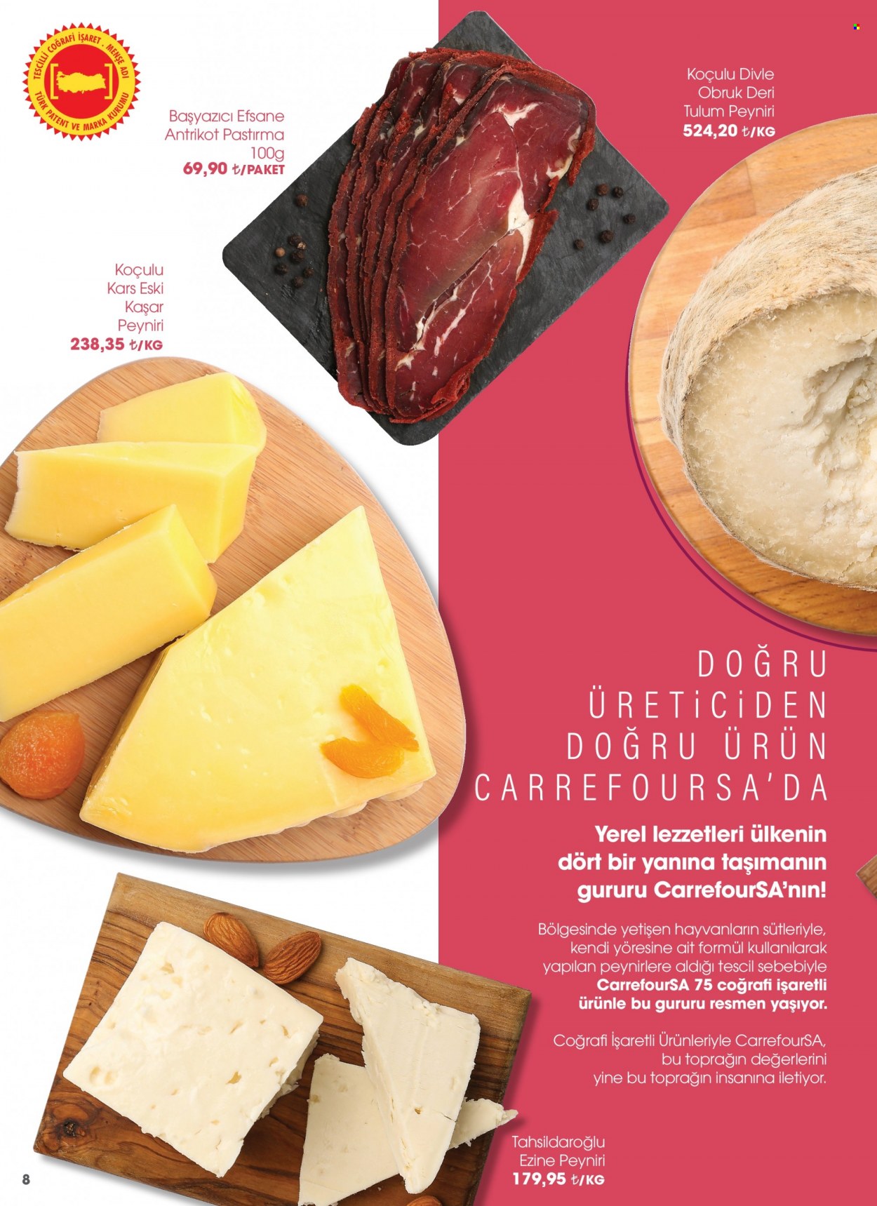 thumbnail - Carrefour Gurme aktüel ürünler, broşür  - 3.10.2023 - 3.31.2023 - Satıştaki ürünler - eski kaşar, kaşar peyniri, pastırma, Tahsildaroglu, peynir. Sayfa 8.