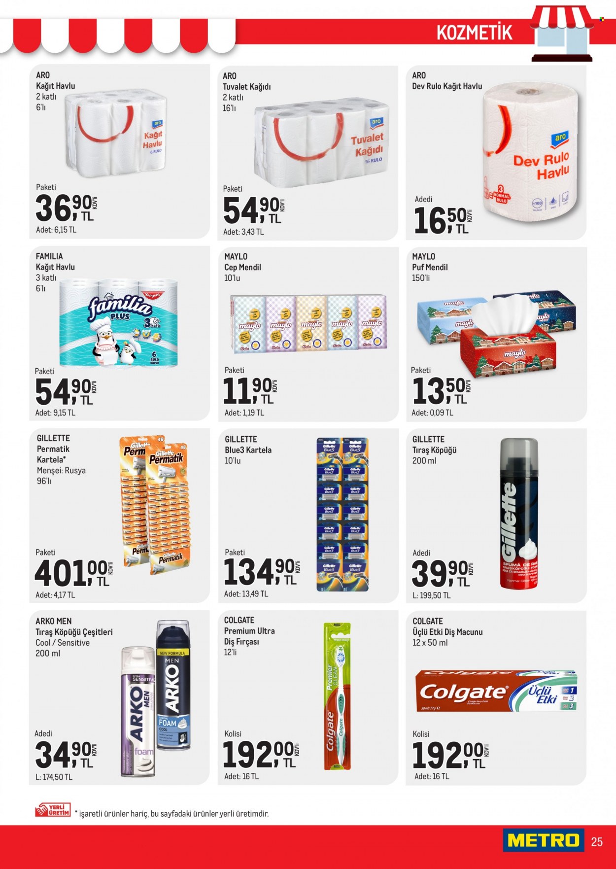 thumbnail - Metro aktüel ürünler, broşür  - 3.16.2023 - 3.31.2023 - Satıştaki ürünler - tıraş köpüğü, Colgate, diş fırçası, diş macunu, Gillette, fırça. Sayfa 25.