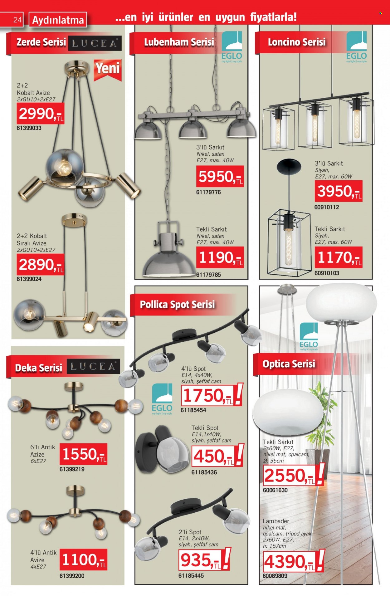 Bauhaus aktüel ürünler, broşür  - 4.29.2023 - 6.2.2023 - Satıştaki ürünler - lambader, avize, aydınlatma. Sayfa 24.