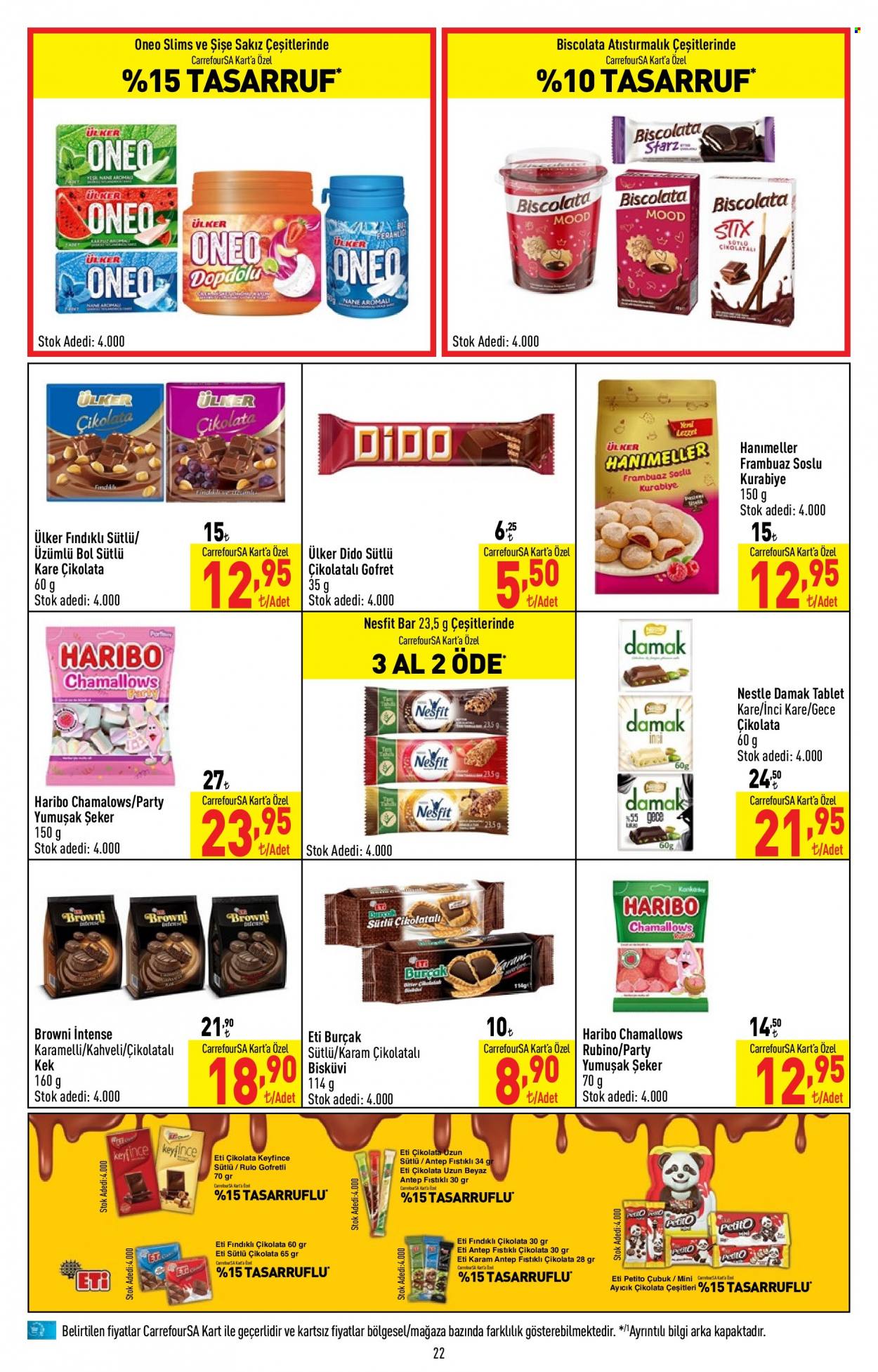 thumbnail - Carrefour aktüel ürünler, broşür  - 5.18.2023 - 5.31.2023 - Satıştaki ürünler - çikolata, Ülker, kek, Nesfit, bisküvi, gofret, şeker. Sayfa 22.