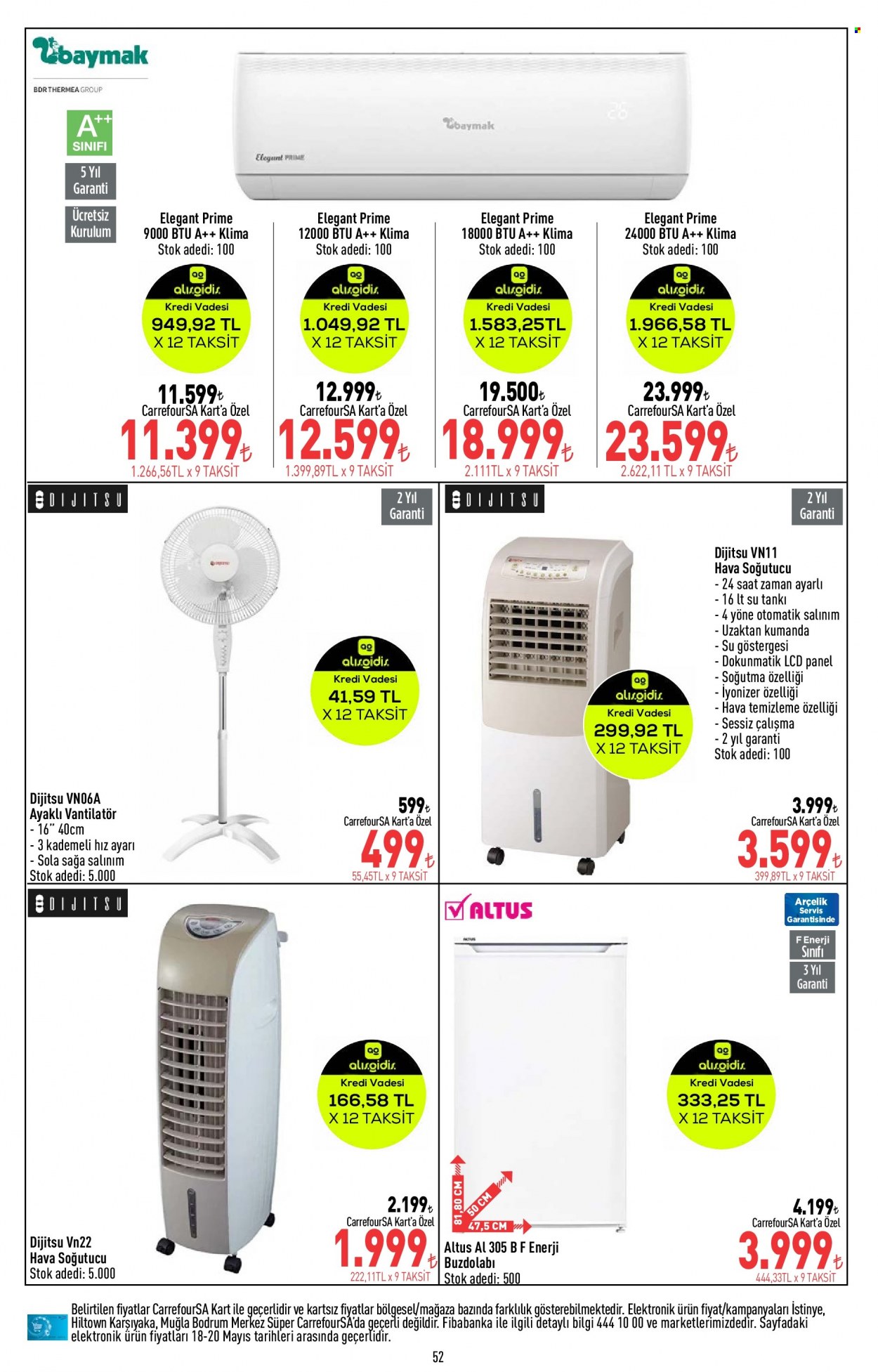 Carrefour aktüel ürünler, broşür  - 5.18.2023 - 5.31.2023 - Satıştaki ürünler - klima, buzdolabı. Sayfa 52.