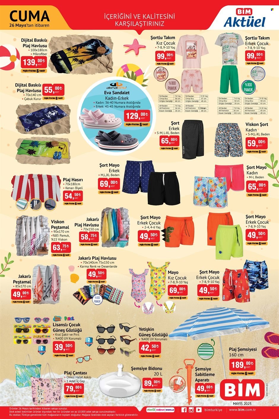 thumbnail - BİM aktüel ürünler, broşür  - 5.26.2023 - 6.4.2023 - Satıştaki ürünler - Mayo, havlusu, plaj Havlusu, gözlüğü, plaj şemsiyesi. Sayfa 6.
