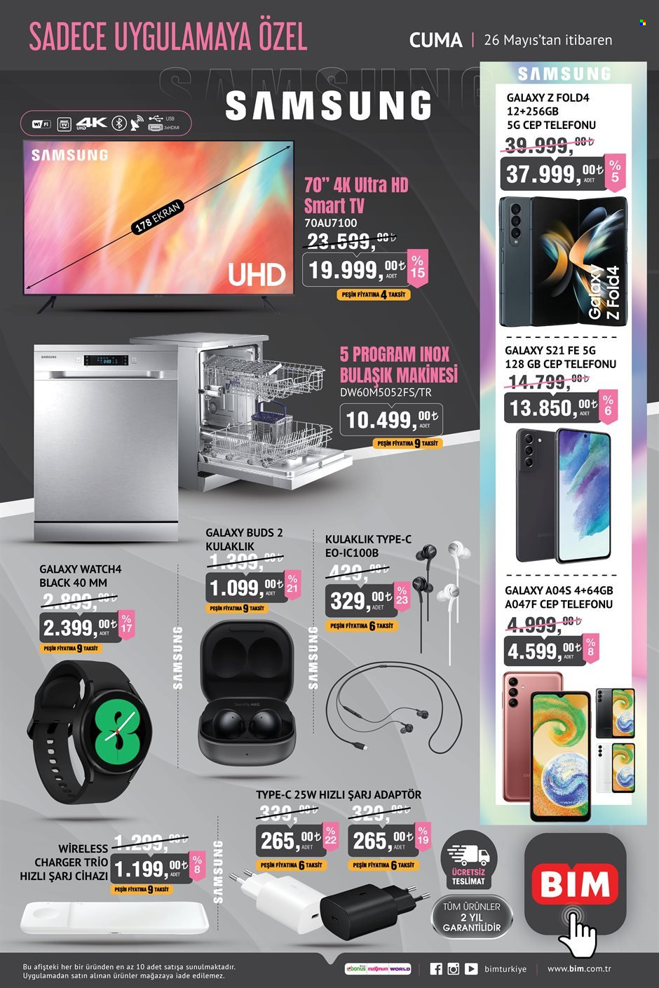 thumbnail - BİM aktüel ürünler, broşür  - 5.26.2023 - 6.11.2023 - Satıştaki ürünler - Smart TV, televizyon, Samsung, cep telefon, kulaklık. Sayfa 1.