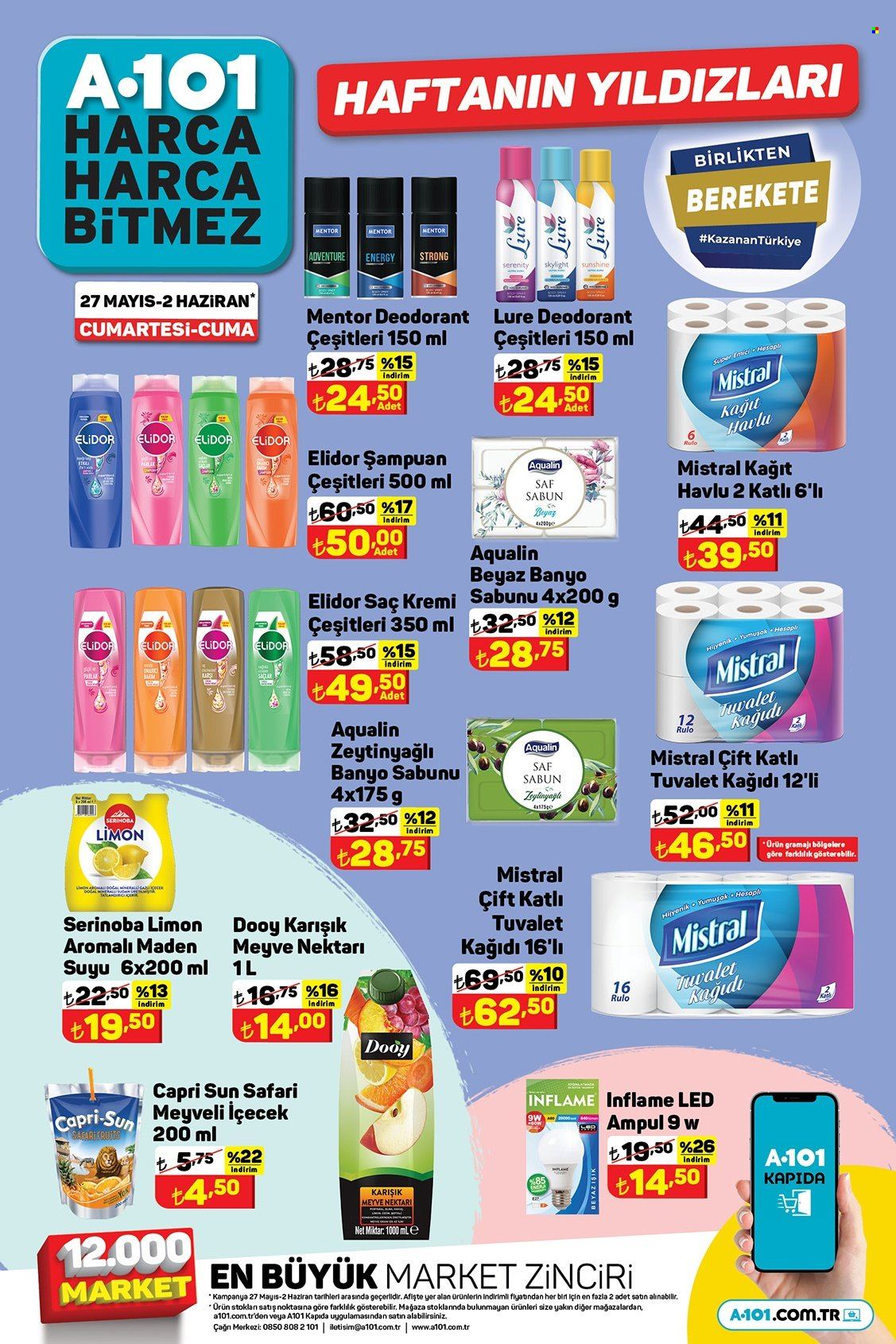 thumbnail - A101 aktüel ürünler, broşür  - 5.27.2023 - 6.2.2023 - Satıştaki ürünler - limon, tuvalet kağıdı, sabun, şampuan, kremi, saç kremi, deodorant, havlusu. Sayfa 3.