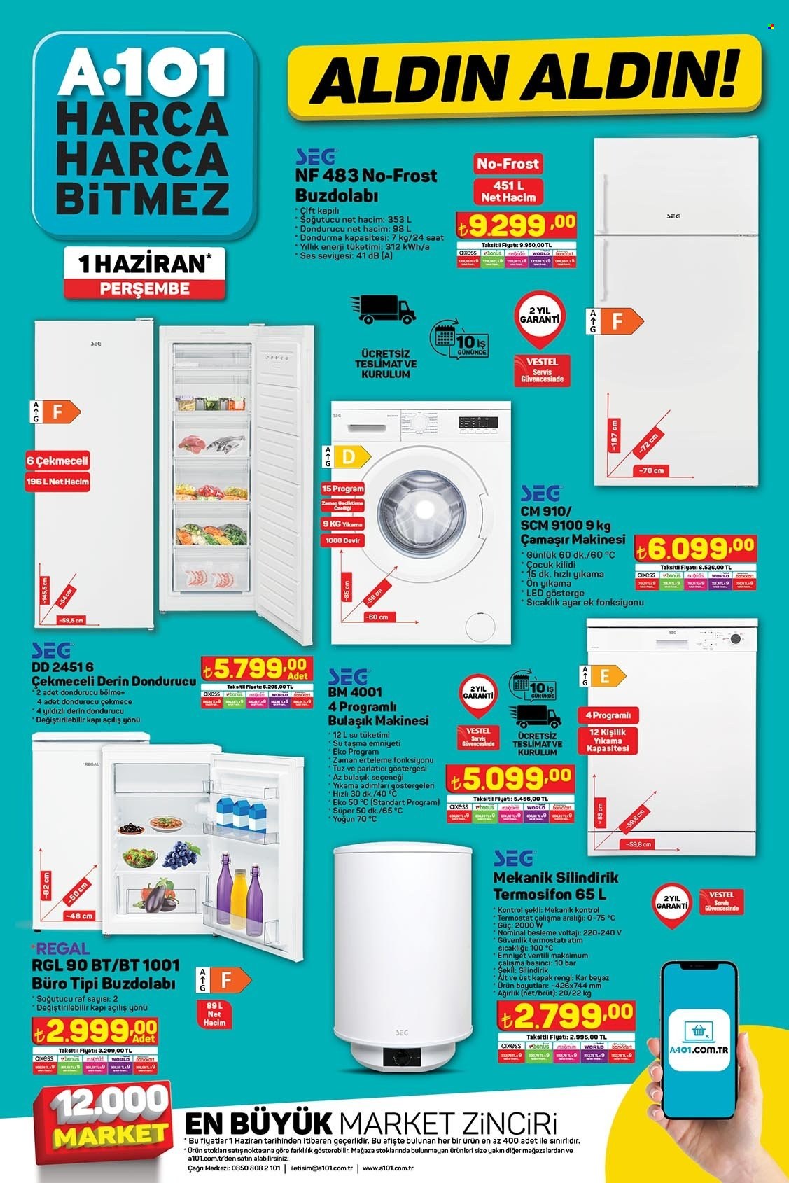 thumbnail - A101 aktüel ürünler, broşür  - 6.1.2023 - 6.9.2023 - Satıştaki ürünler - bulaşık makinesi, standart. Sayfa 2.