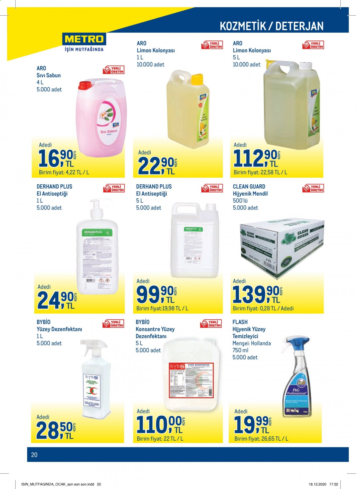 thumbnail - Metro aktüel ürünler, broşür  - 1.1.2021 - 1.31.2021 - Satıştaki ürünler - limon, sabun, sıvı sabunu, temizleyici. Sayfa 20.