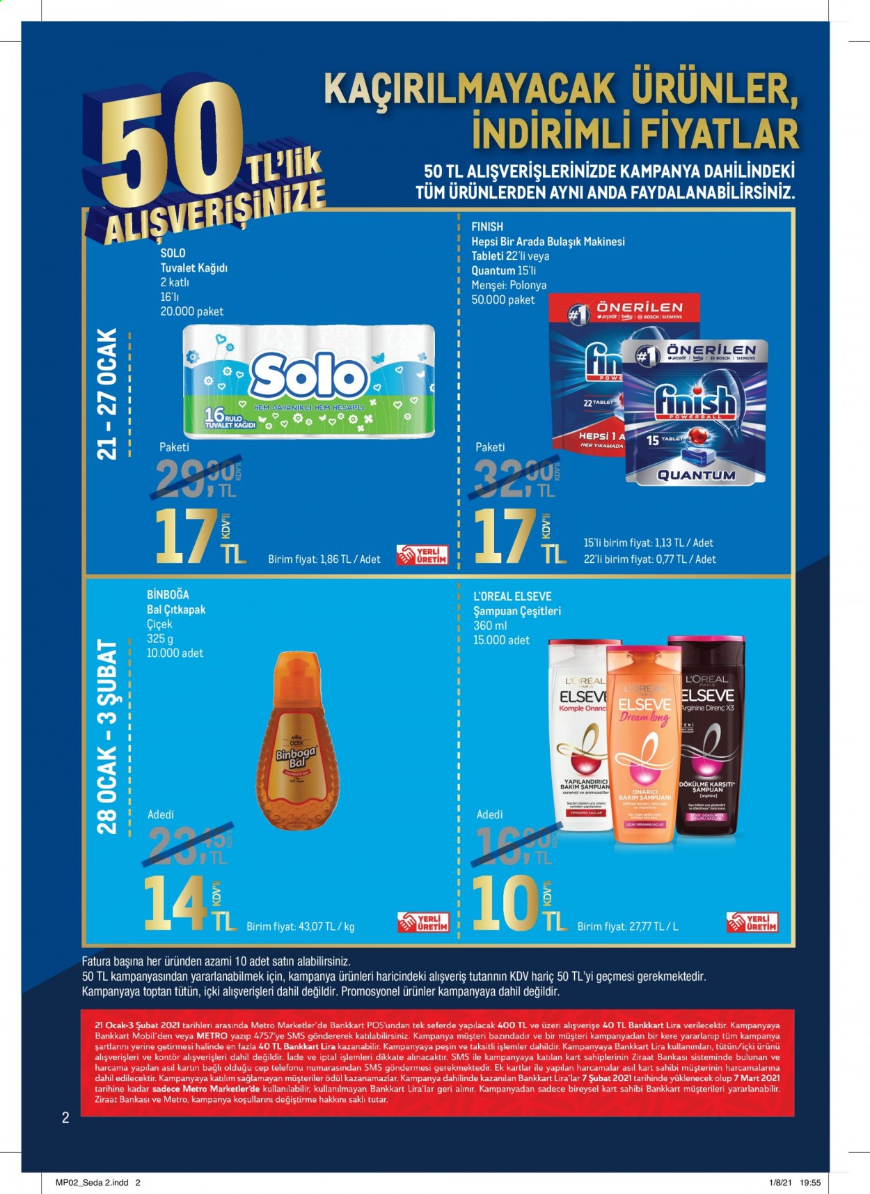 thumbnail - Metro aktüel ürünler, broşür  - 1.21.2021 - 2.3.2021 - Satıştaki ürünler - şampuan, L’Oréal. Sayfa 2.