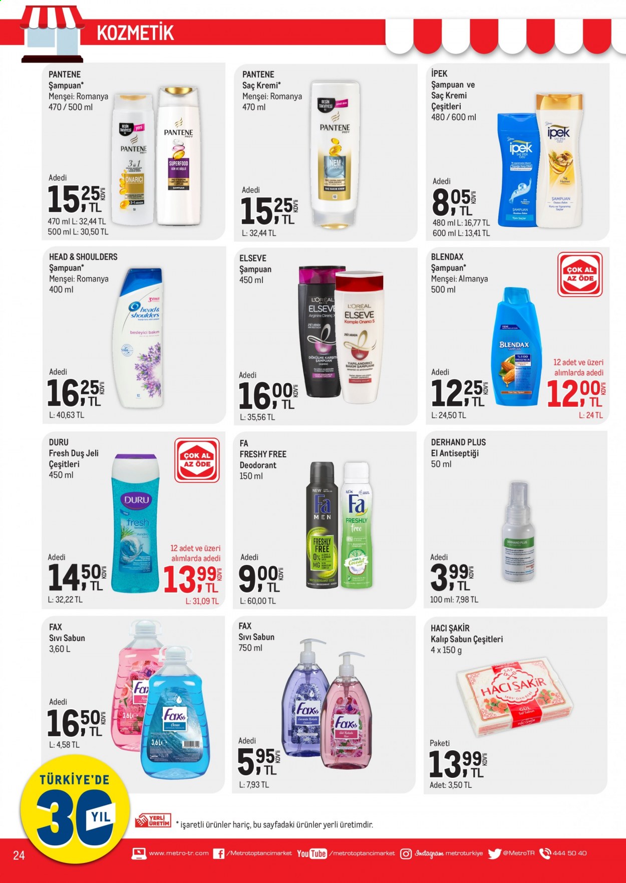 thumbnail - Metro aktüel ürünler, broşür  - 2.16.2021 - 2.28.2021 - Satıştaki ürünler - sabun, şampuan, sıvı sabunu, Head & Shoulders, duş jeli, kremi, saç kremi, Pantene, deodorant. Sayfa 24.
