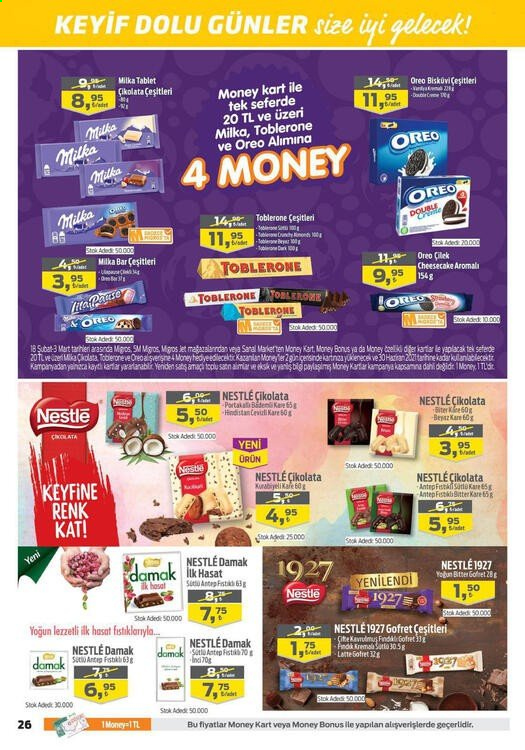 thumbnail - Migros aktüel ürünler, broşür  - 2.18.2021 - 3.3.2021 - Satıştaki ürünler - çikolata, Nestlé. Sayfa 32.