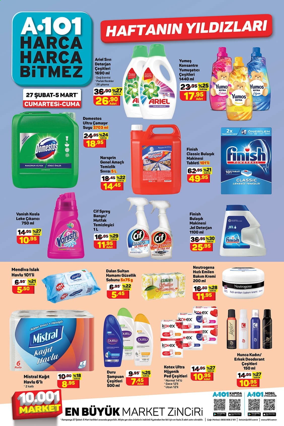 thumbnail - A101 aktüel ürünler, broşür  - 2.27.2021 - 3.3.2021 - Satıştaki ürünler - islak havlu, şampuan, temizleyici, Neutrogena, kremi, deodorant. Sayfa 2.