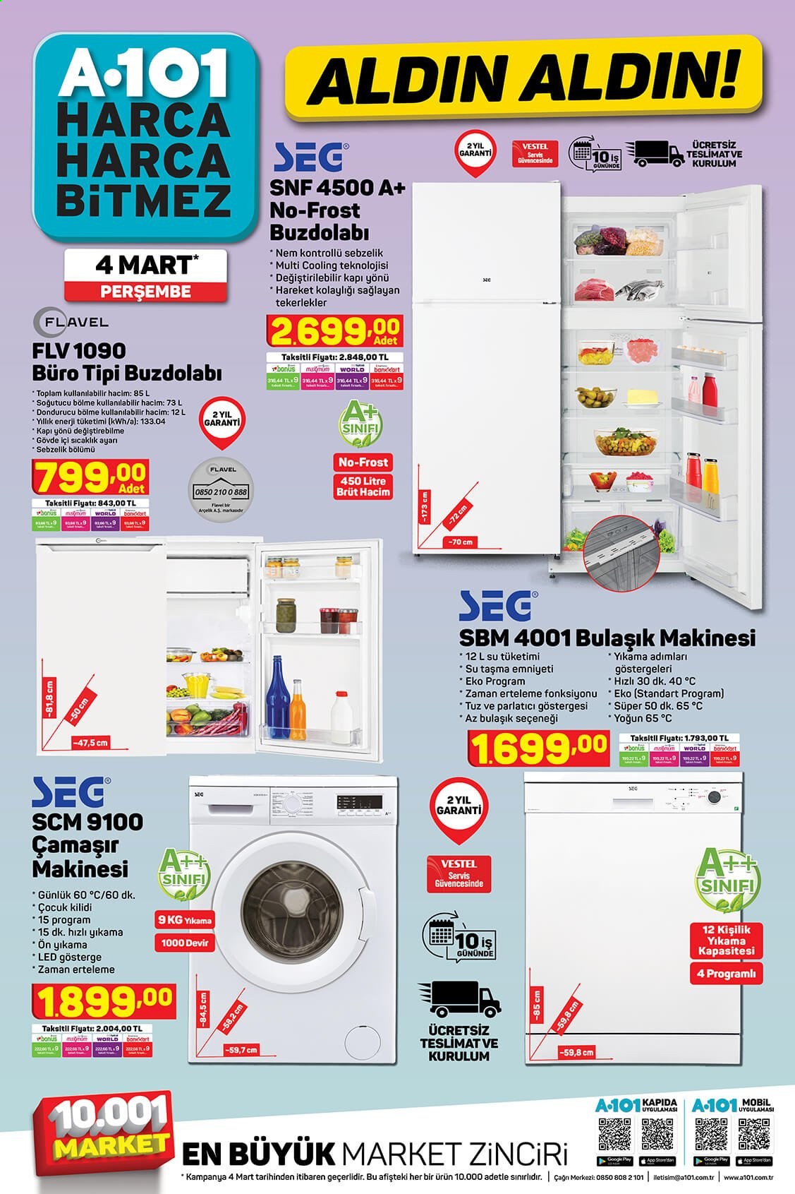 thumbnail - A101 aktüel ürünler, broşür  - 3.4.2021 - 3.12.2021 - Satıştaki ürünler - bulaşık makinesi, çamaşır makinesi, Brut, dondurucu, standart. Sayfa 2.