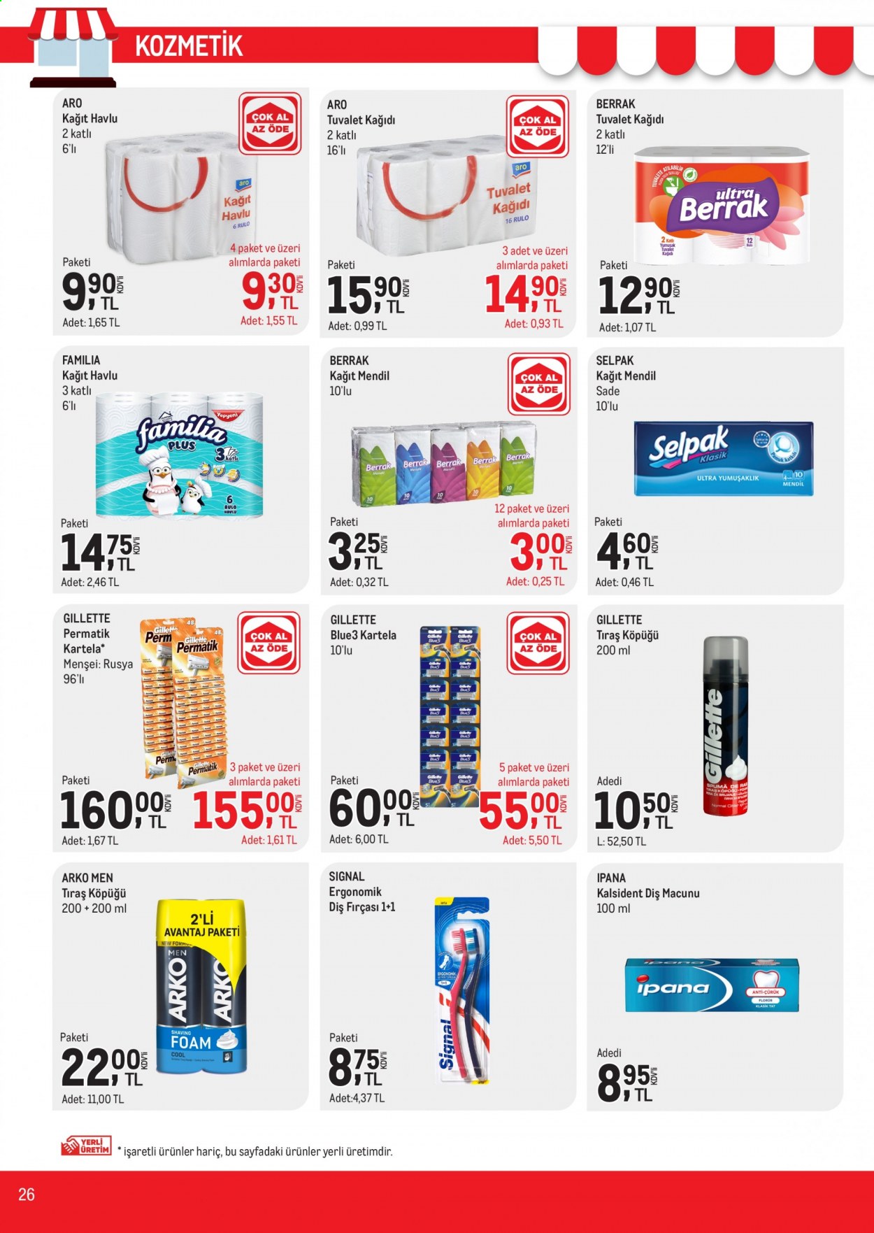 thumbnail - Metro aktüel ürünler, broşür  - 4.1.2021 - 4.15.2021 - Satıştaki ürünler - tıraş köpüğü, diş fırçası, diş macunu, Gillette, fırça. Sayfa 26.