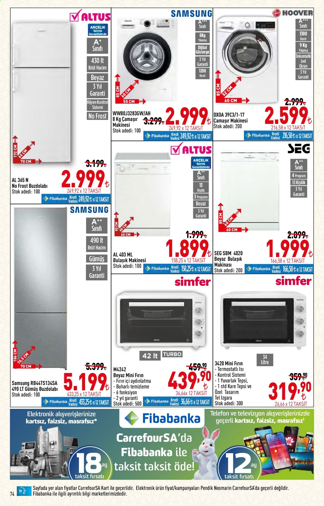 thumbnail - Carrefour aktüel ürünler, broşür  - 4.1.2021 - 4.14.2021 - Satıştaki ürünler - Samsung, Brut, yuvarlak, buzdolabı. Sayfa 74.