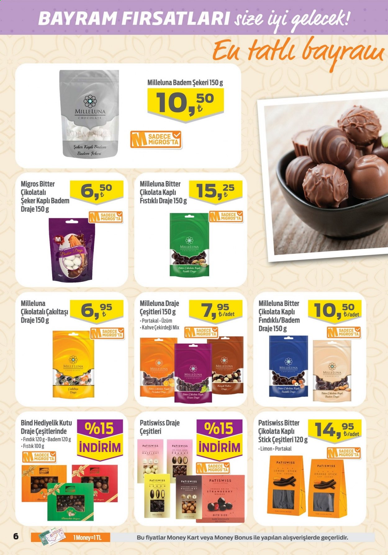 thumbnail - Migros aktüel ürünler, broşür  - 4.29.2021 - 5.19.2021 - Satıştaki ürünler - limon, çikolata, şeker, kahve. Sayfa 6.
