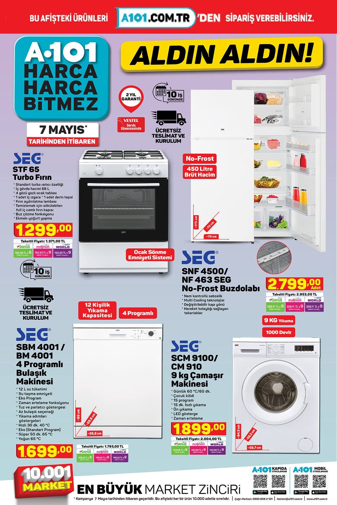 thumbnail - A101 aktüel ürünler, broşür  - 5.7.2021 - 5.22.2021 - Satıştaki ürünler - bulaşık makinesi, çamaşır makinesi, Brut, fırın, standart. Sayfa 2.