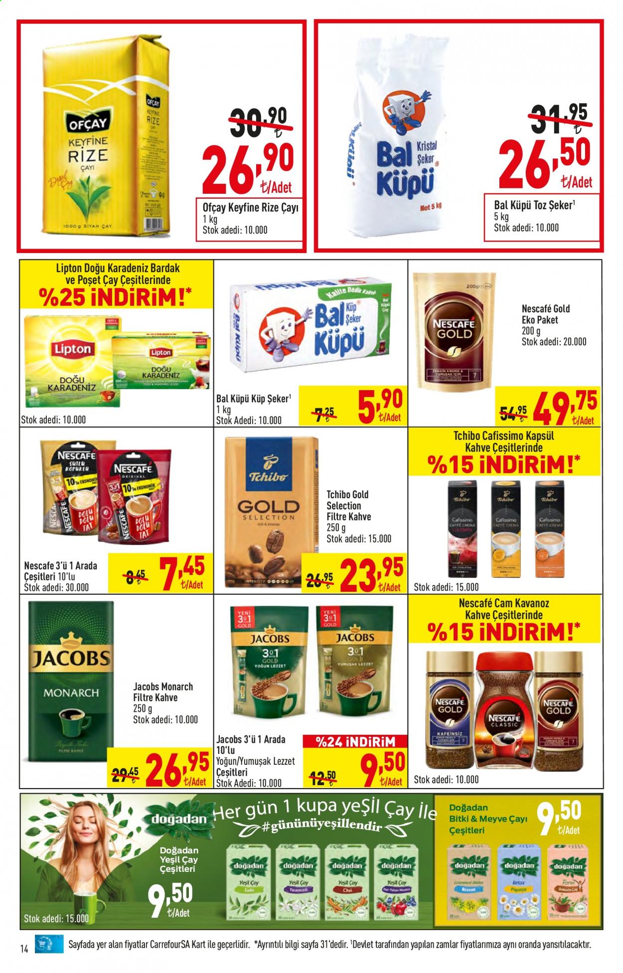 thumbnail - Carrefour aktüel ürünler, broşür  - 6.14.2021 - 6.27.2021 - Satıştaki ürünler - şeker, Lipton, çay, kapsül, kahve. Sayfa 14.