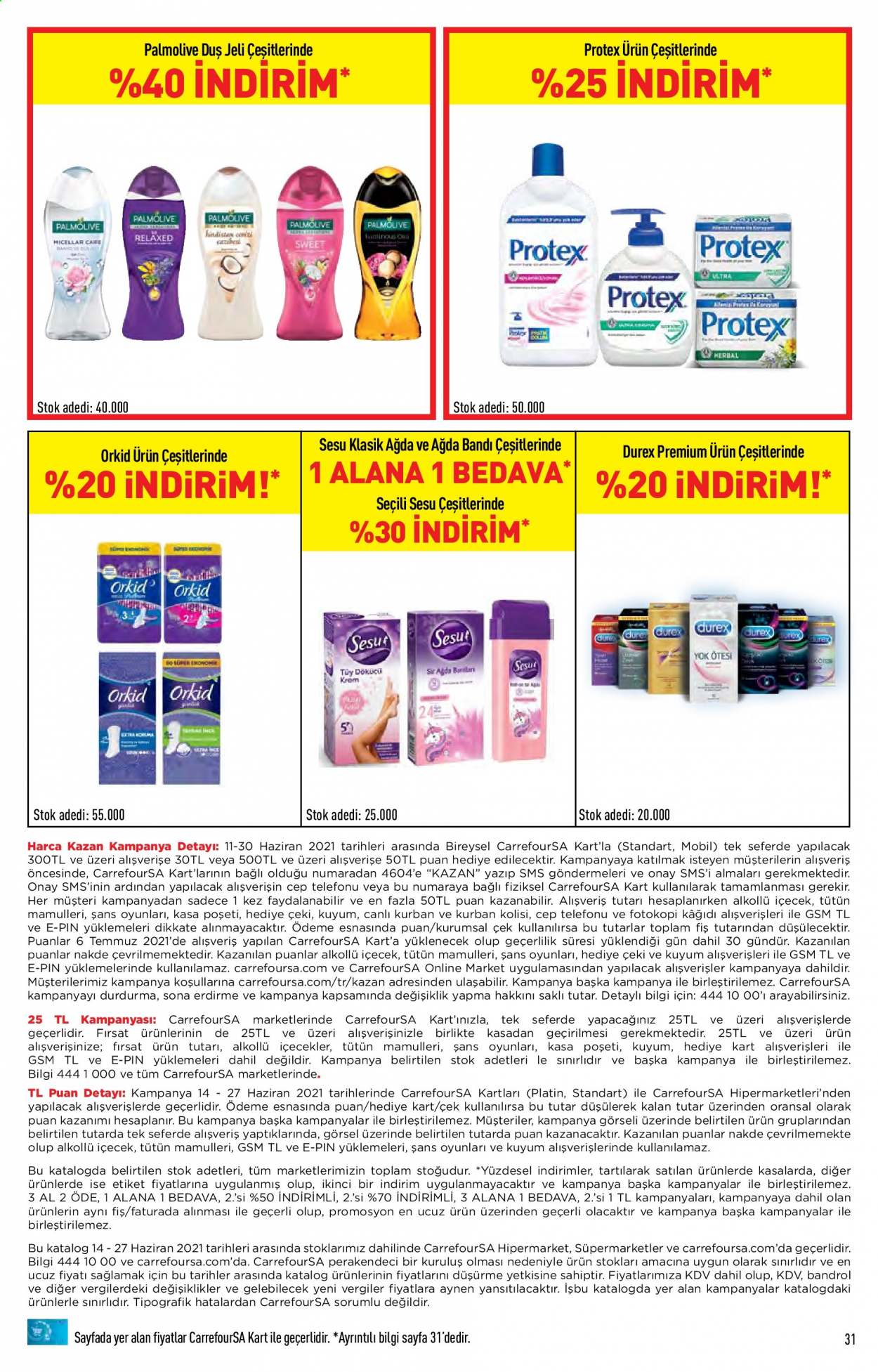 thumbnail - Carrefour aktüel ürünler, broşür  - 6.14.2021 - 6.27.2021 - Satıştaki ürünler - duş jeli, ağda, standart. Sayfa 31.