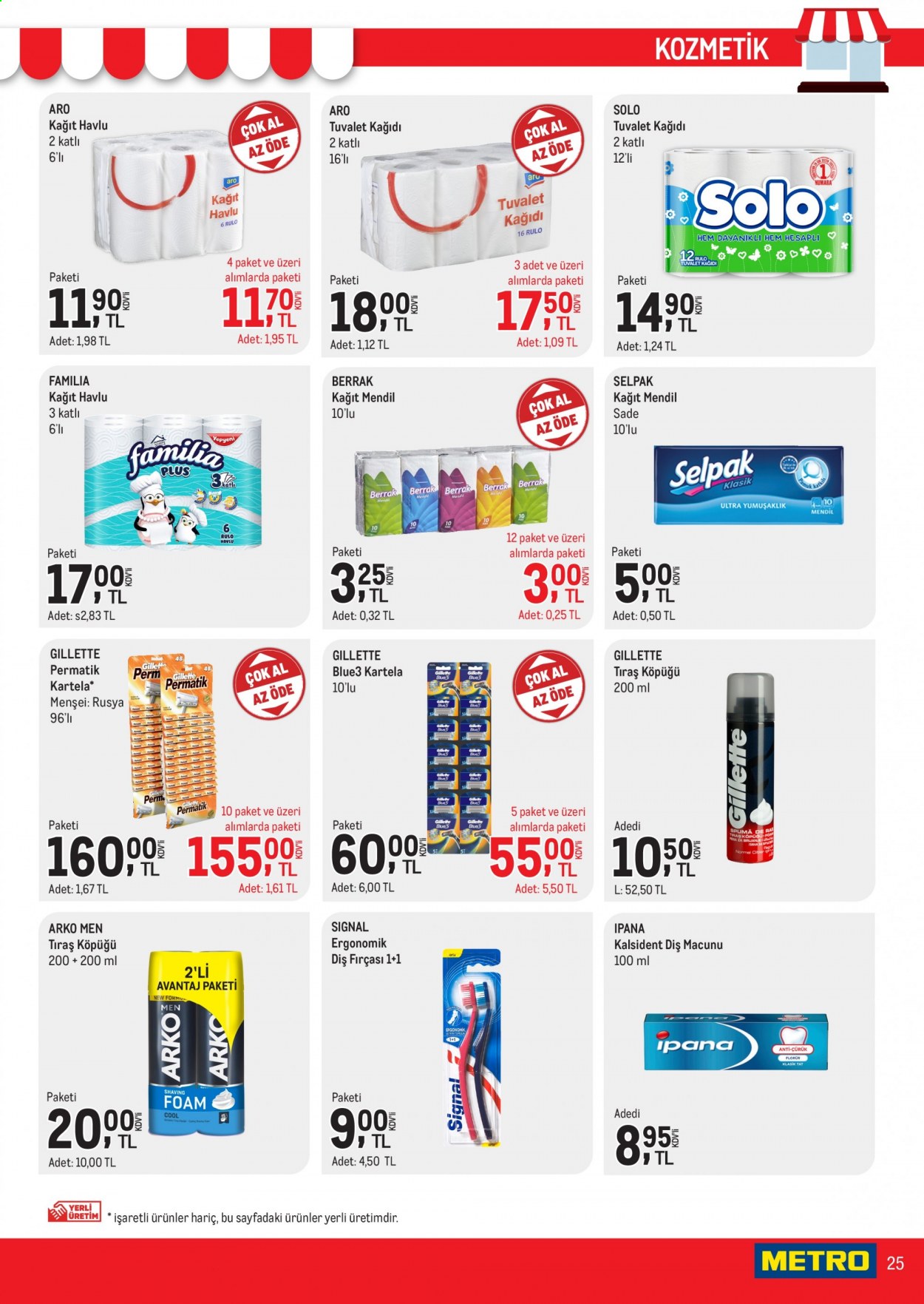 thumbnail - Metro aktüel ürünler, broşür  - 6.16.2021 - 6.30.2021 - Satıştaki ürünler - tıraş köpüğü, diş fırçası, diş macunu, Gillette, fırça. Sayfa 25.