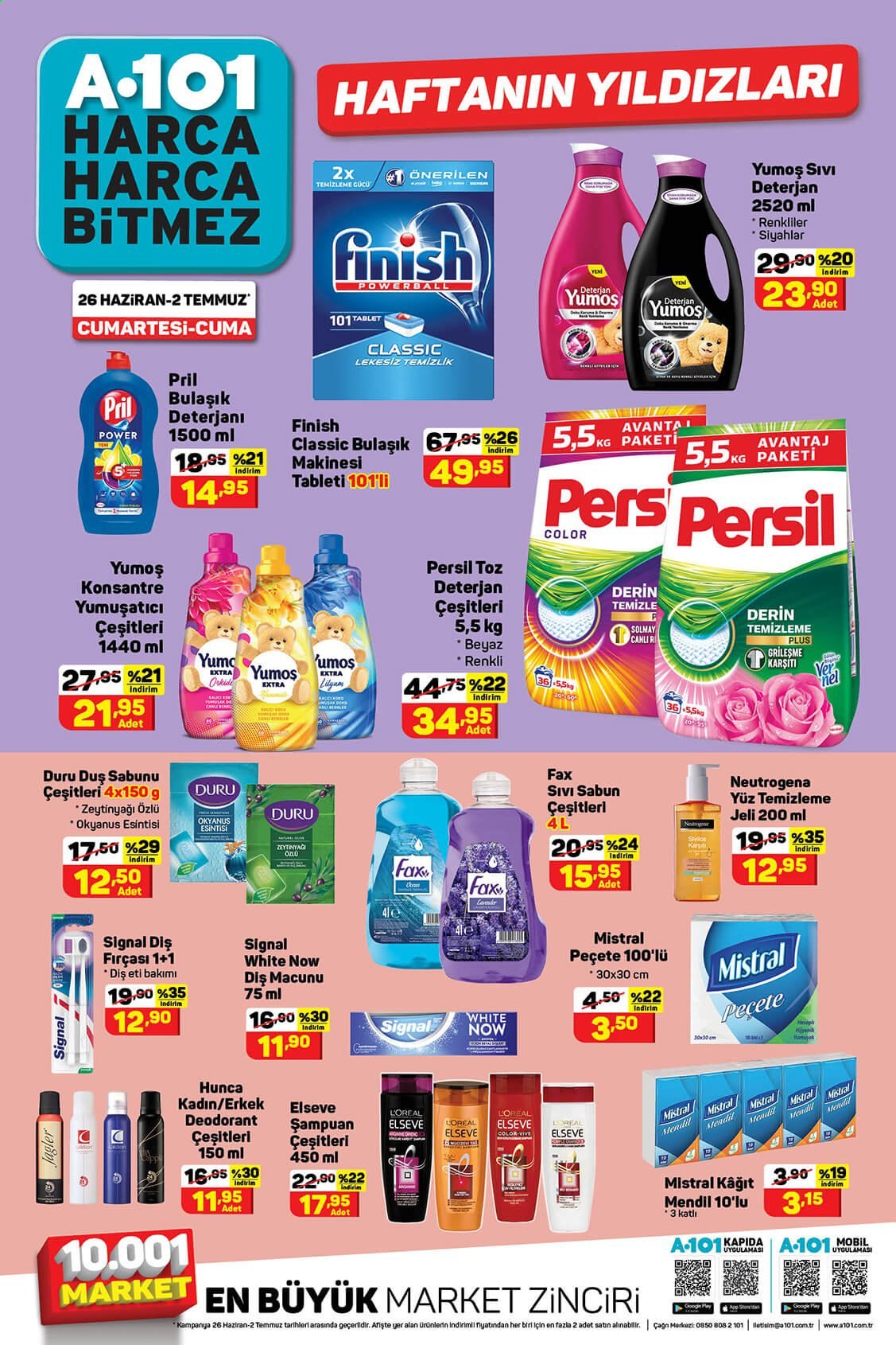 thumbnail - A101 aktüel ürünler, broşür  - 6.26.2021 - 7.2.2021 - Satıştaki ürünler - Persil, zeytinyağı, sabun, şampuan, sıvı sabunu, diş fırçası, diş macunu, temizleme jeli, Neutrogena, L’Oréal, fırça, deodorant. Sayfa 2.