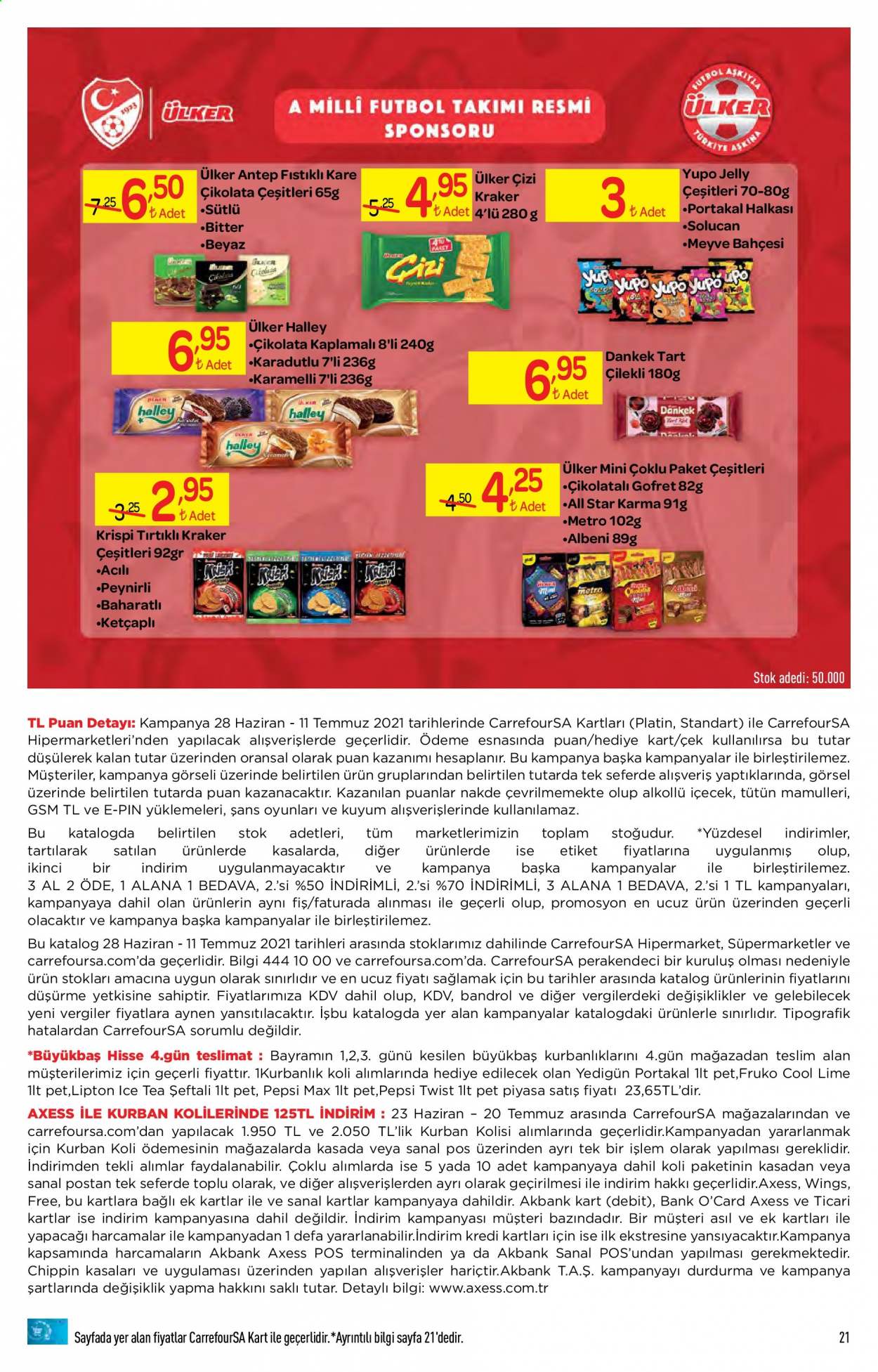 thumbnail - Carrefour aktüel ürünler, broşür  - 6.28.2021 - 7.11.2021 - Satıştaki ürünler - lime, çikolata, Ülker, standart. Sayfa 21.