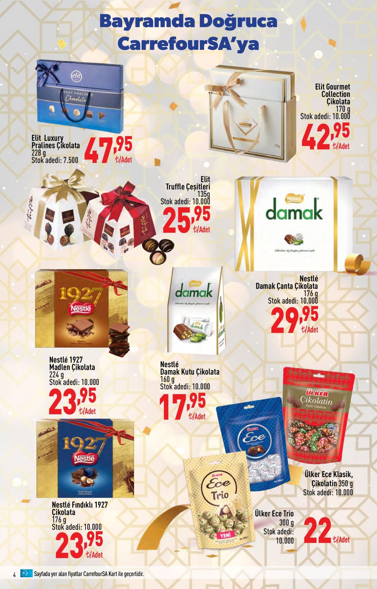 thumbnail - Carrefour aktüel ürünler, broşür  - 7.12.2021 - 7.22.2021 - Satıştaki ürünler - çikolata, Ülker, pralin, Nestlé, çanta. Sayfa 4.
