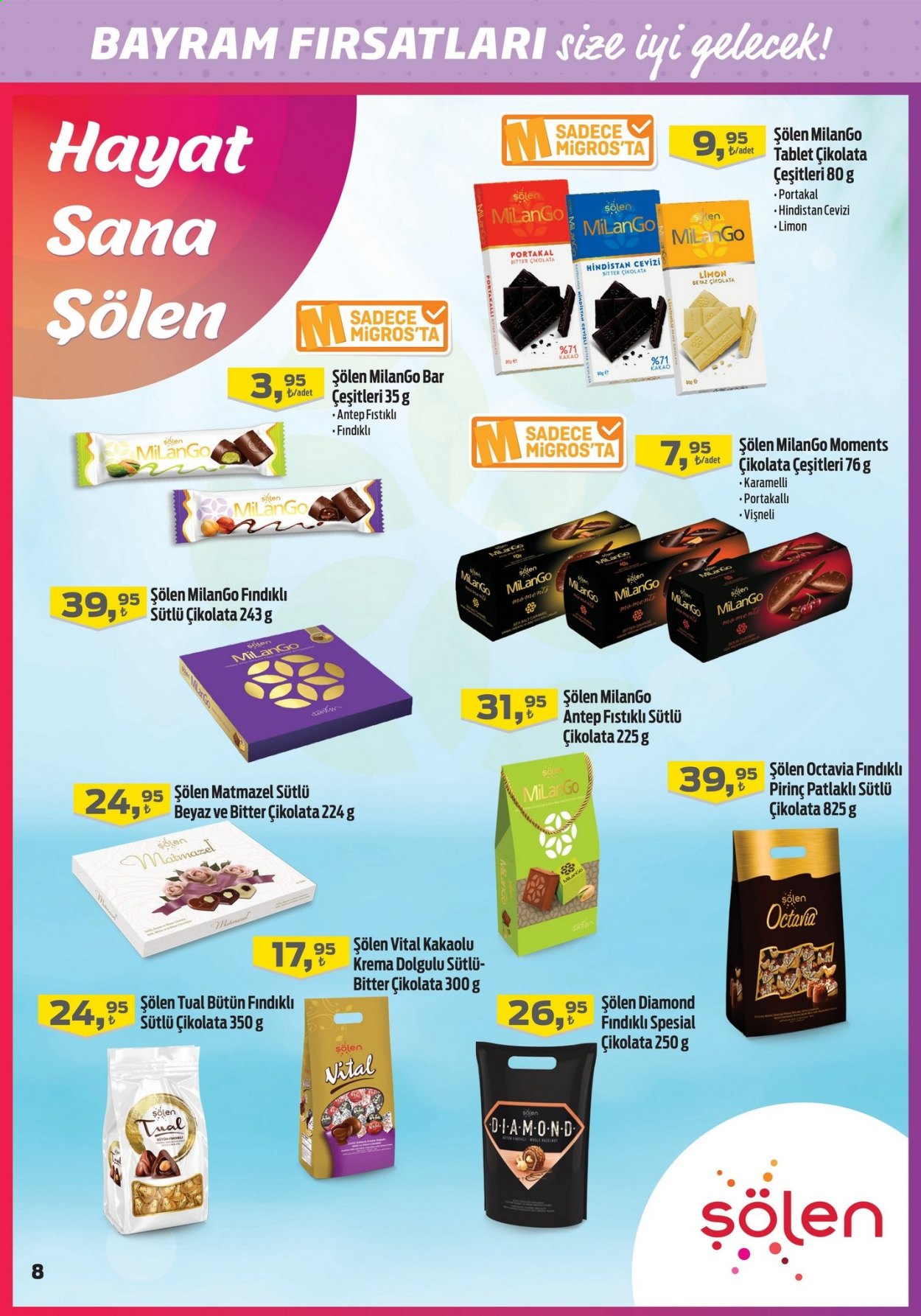 thumbnail - Migros aktüel ürünler, broşür  - 7.15.2021 - 7.28.2021 - Satıştaki ürünler - limon, Sana, krema, çikolata, kakao. Sayfa 8.