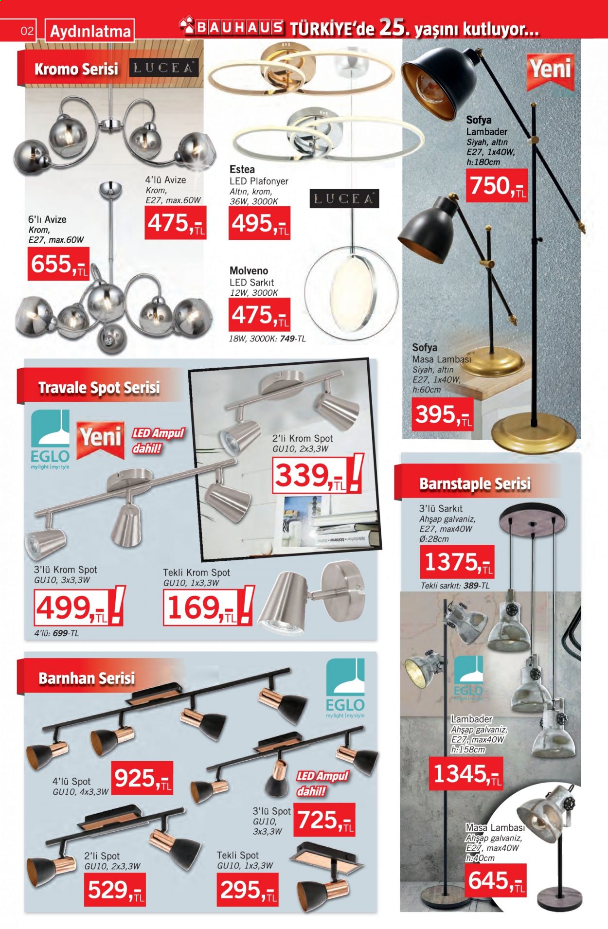 thumbnail - Bauhaus aktüel ürünler, broşür  - 8.7.2021 - 9.3.2021 - Satıştaki ürünler - ampul, lambader, led plafonyer, avize, aydınlatma. Sayfa 2.