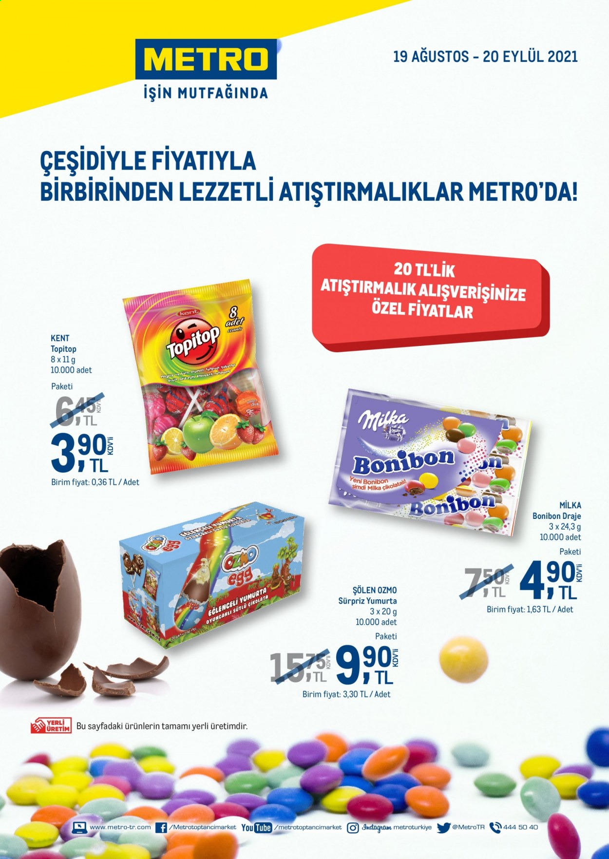 thumbnail - Metro aktüel ürünler, broşür  - 8.19.2021 - 9.20.2021 - Satıştaki ürünler - yumurta, çikolata. Sayfa 1.