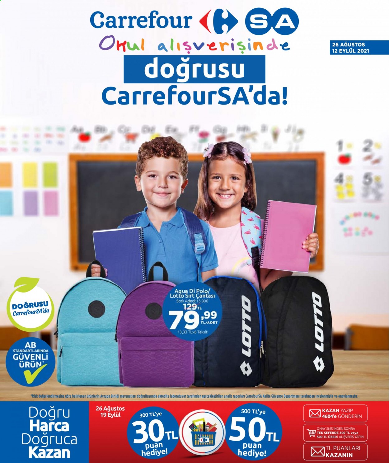 thumbnail - Carrefour aktüel ürünler, broşür  - 8.26.2021 - 9.12.2021 - Satıştaki ürünler - Lotto, sırt çantası. Sayfa 1.